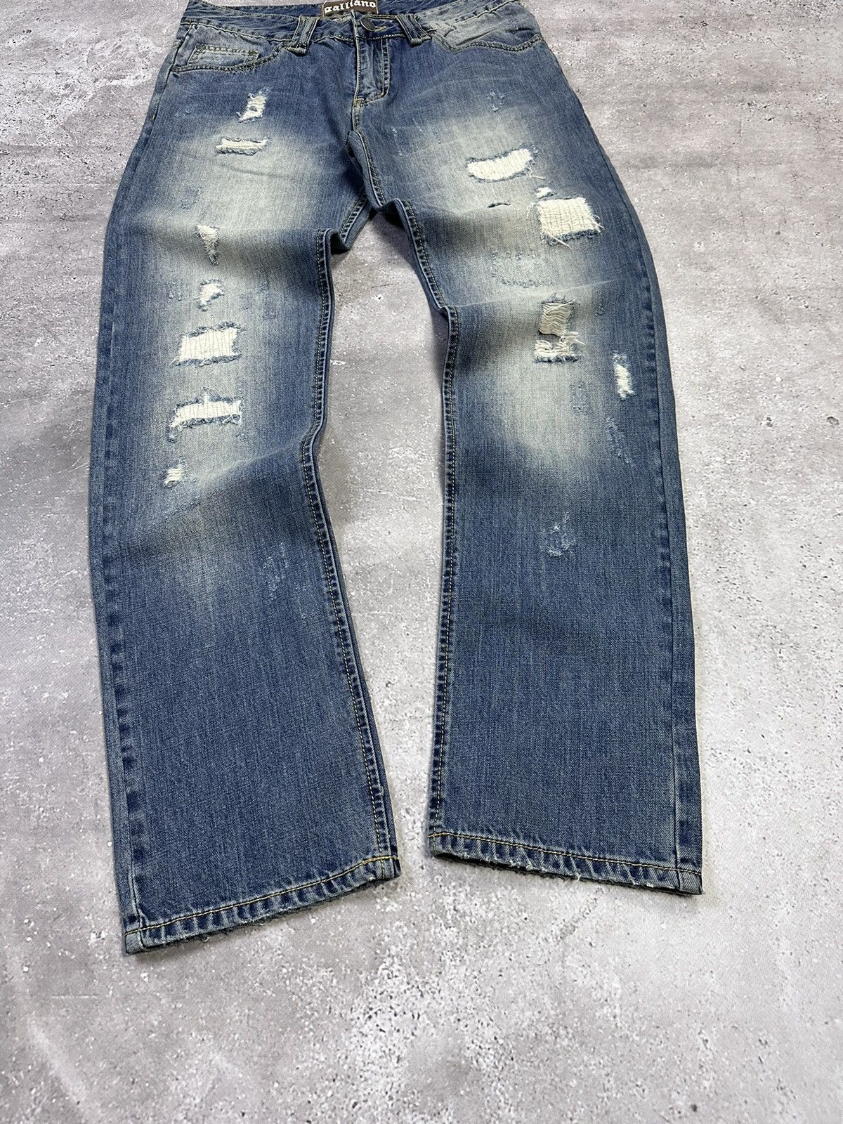 John Galliano × Vintage Vintage Galliano Distressed Blue Jeans Pants Size US 33 - 7 Thumbnail