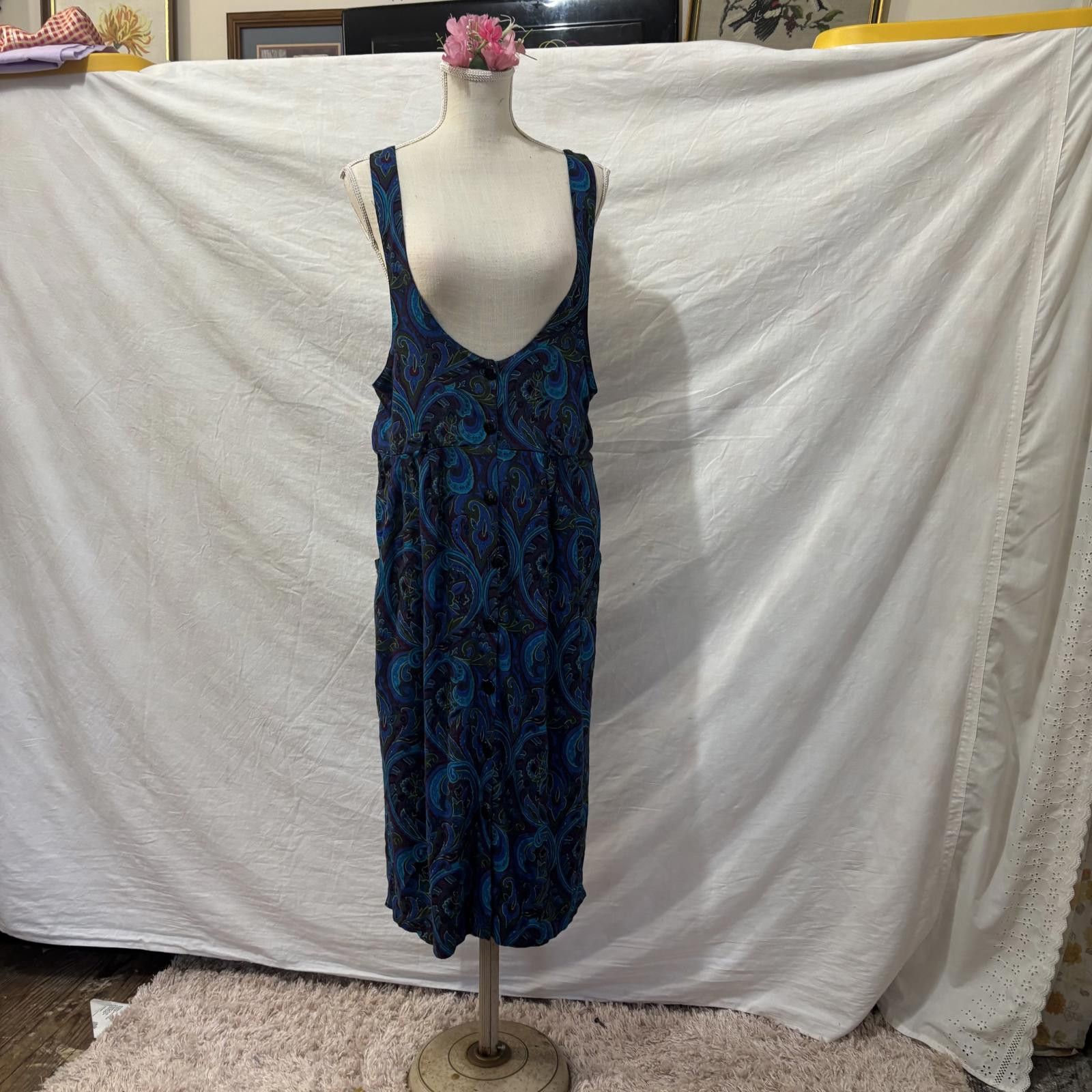 Other Vtg 80s paisley jewel tone low cut jumper style dress Size M / US 6-8 / IT 42-44 - 1 Thumbnail