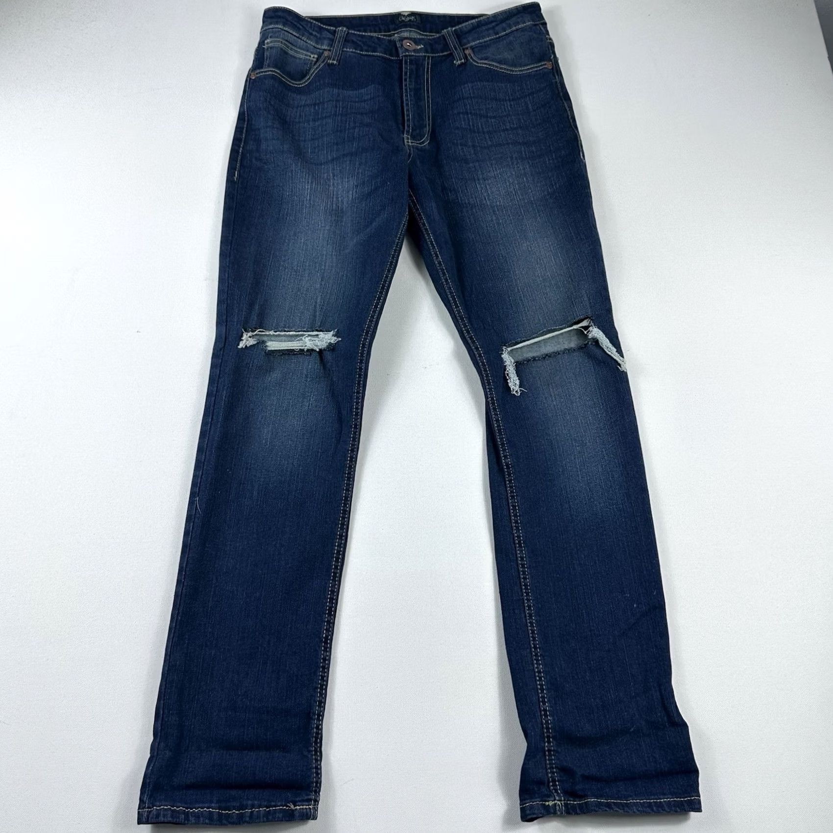 Vintage City Streets Slim Stretch Jean Mens 32x31 Blue Distressed Denim Jeans Straight City Mens Size US 32 / EU 48 - 2 Thumbnail