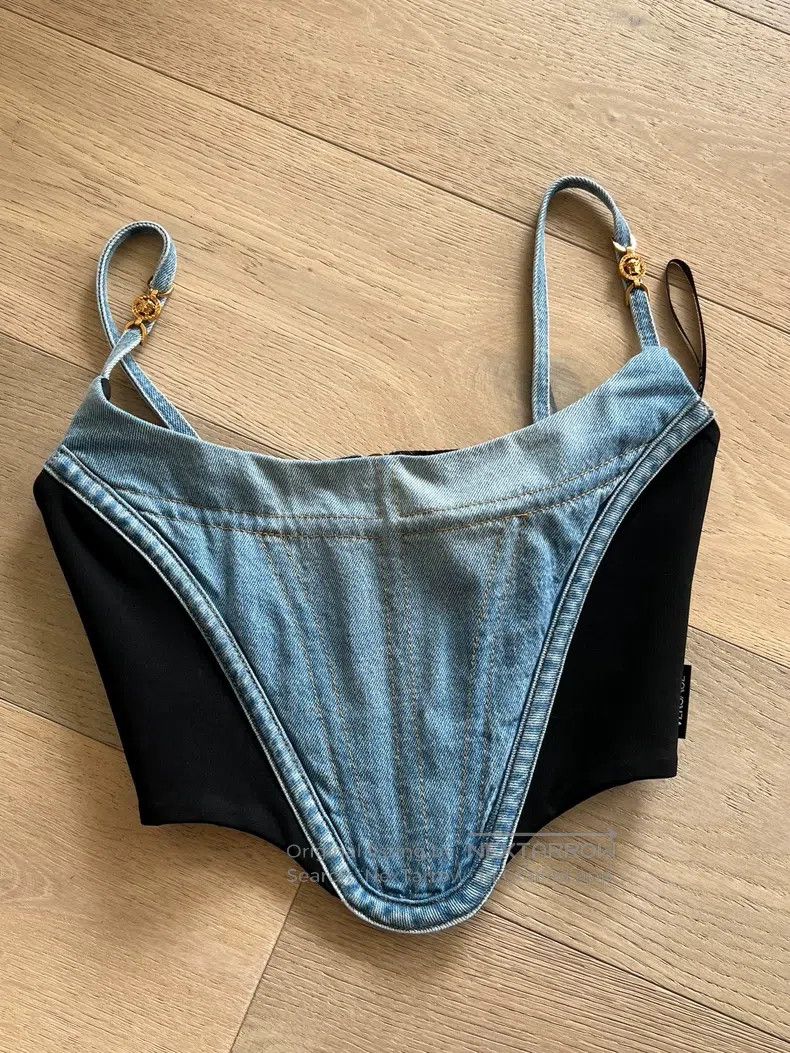 Versace Versace Medusa fishbone denim corset Size XS / US 0-2 / IT 36-38 - 1 Thumbnail