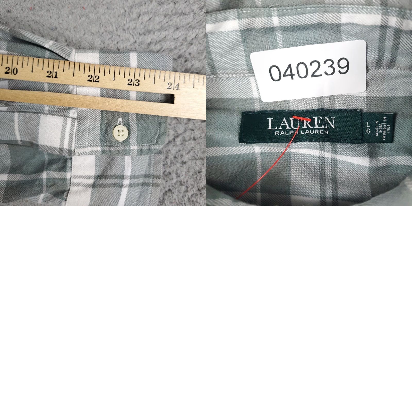 Ralph Lauren VINTAGE Ralph Lauren Women's Shirt Large Green Plaid Button Up Long Sleeve Casual Fall Spring Summer Winter Women Size XL / US 12-14 / IT 48-50 - 8 Thumbnail