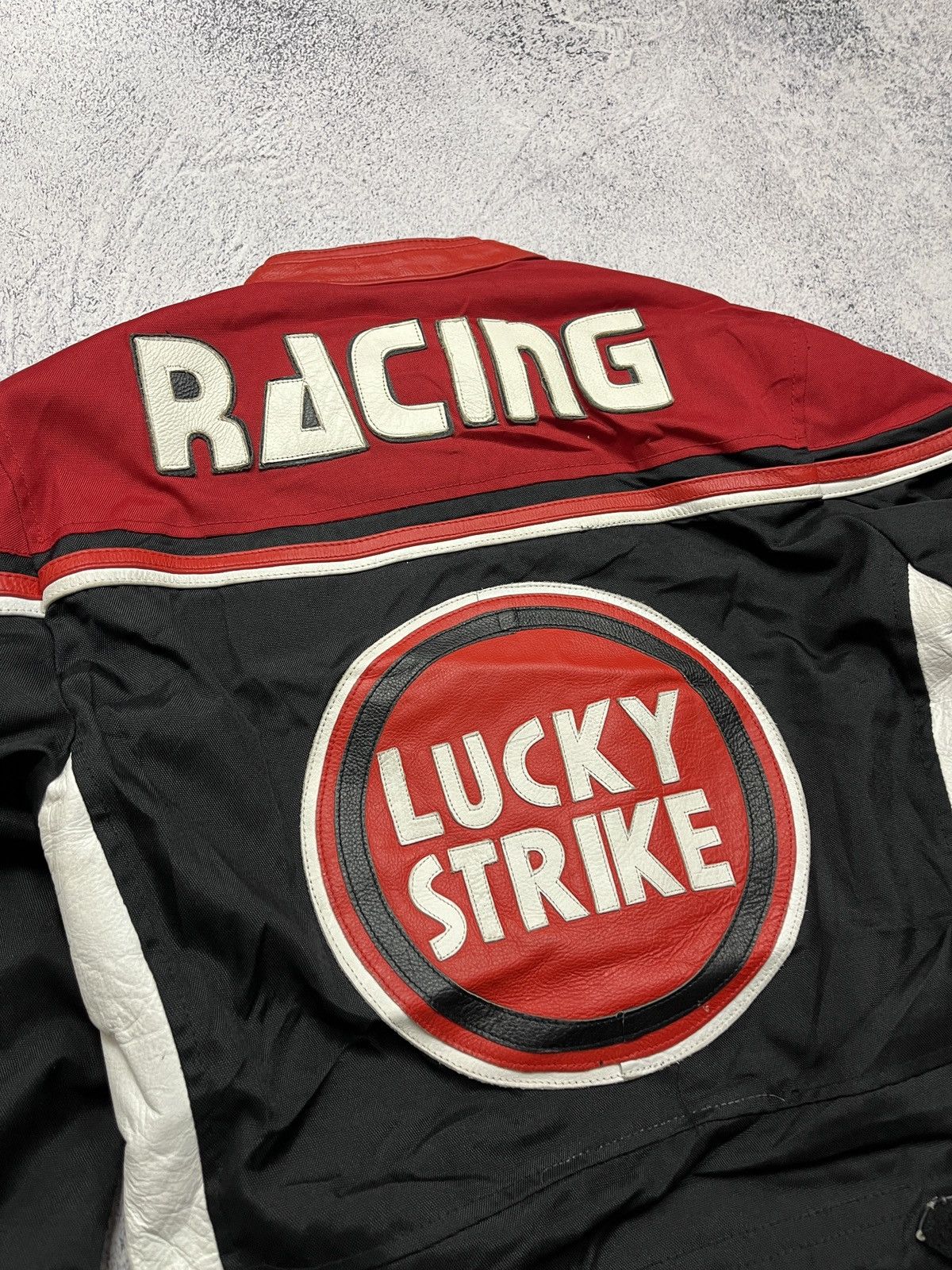 Vintage Crazy Lucky Strike Leather Elements Racing Jacket Moto Rare🔥 Size XS / US 0-2 / IT 36-38 - 19 Thumbnail