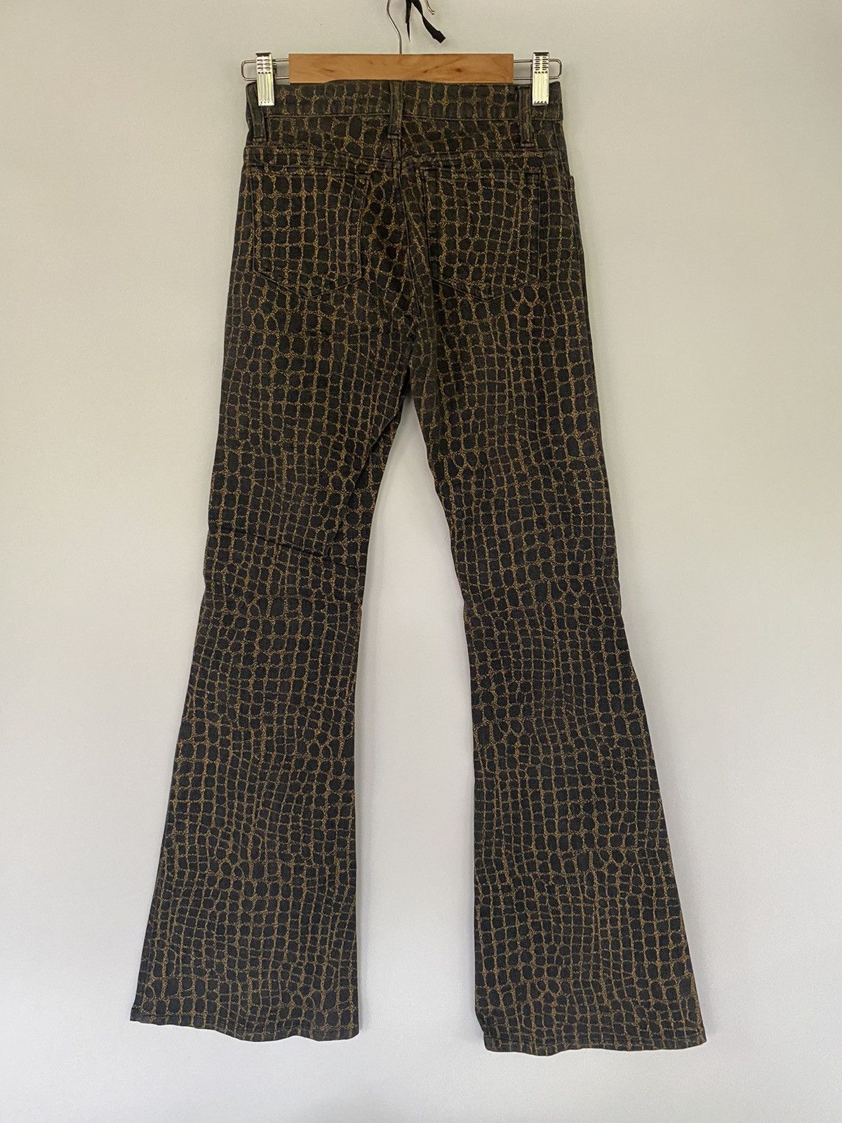 image of Vintage Bison Flared Bootcut Stretch Jeans in Leopard Print, Women's (Size 25)