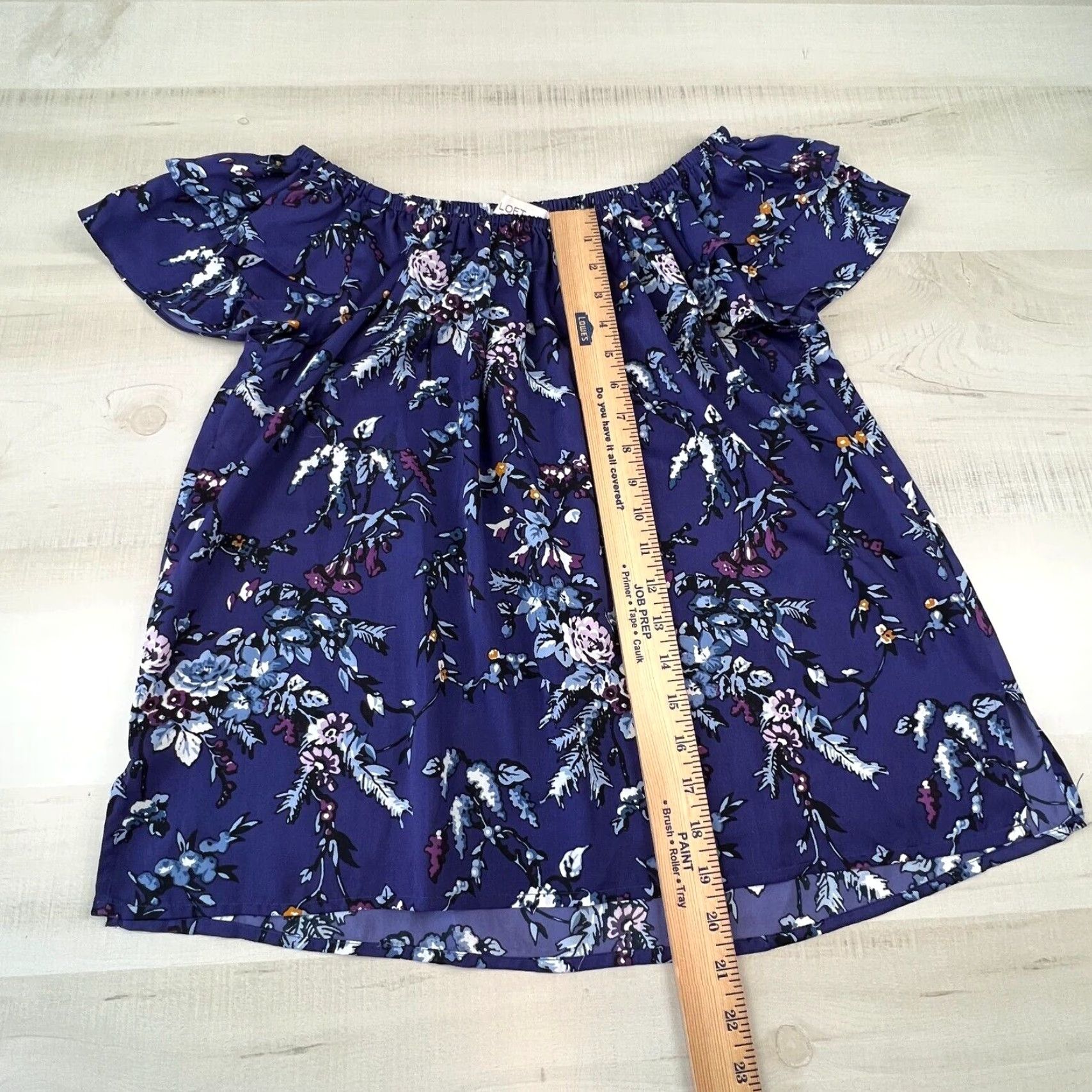 Loft LOFT Womens Off Shoulder Blouse Small Purple Floral Flowy Top Size S / US 4 / IT 40 - 5 Thumbnail