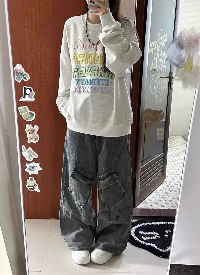 Large Size Punk Style Pocket Jeans