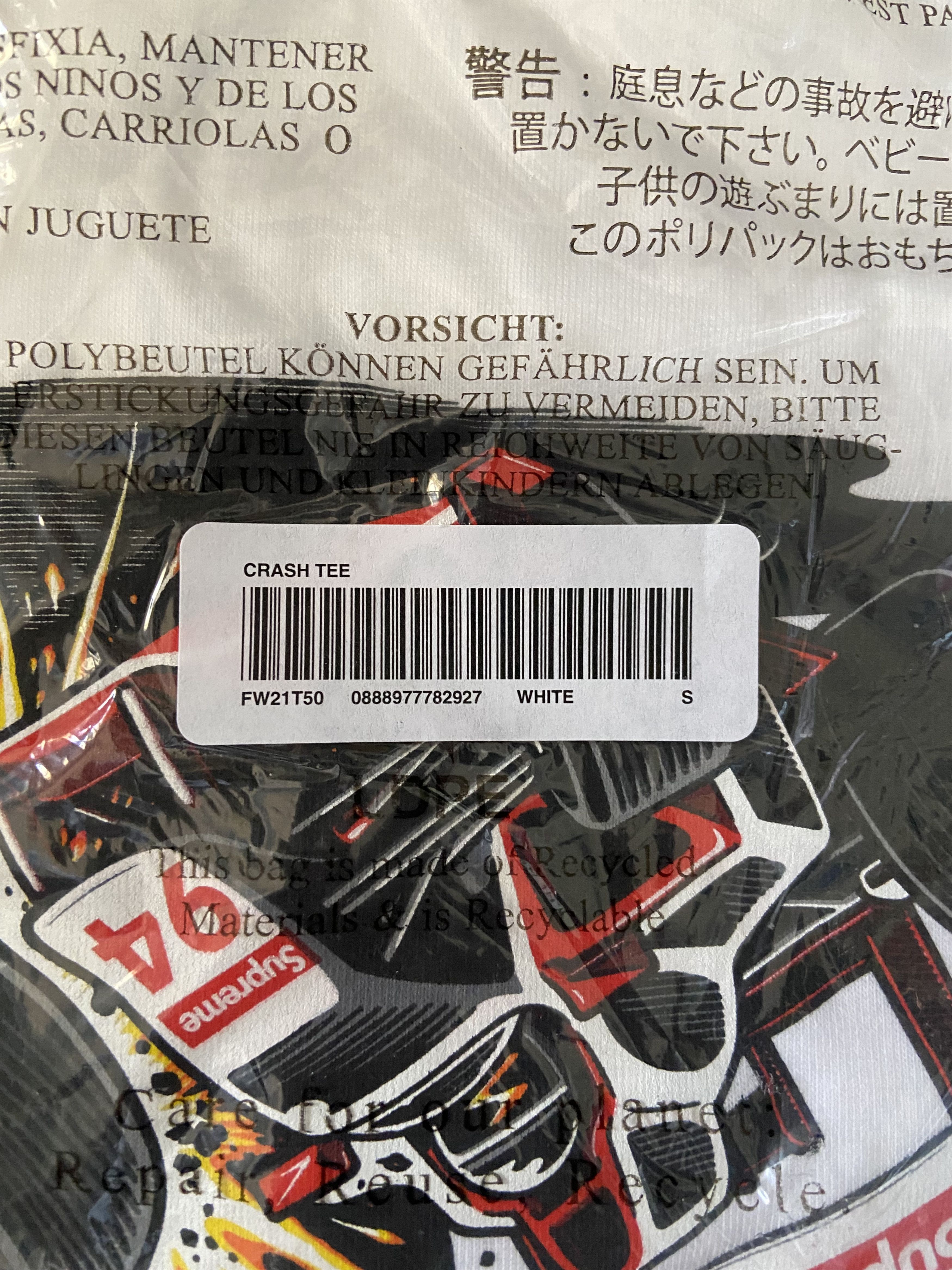 Supreme Supreme Crash Tee (FW21) White Size US S / EU 44-46 / 1 - 2 Thumbnail
