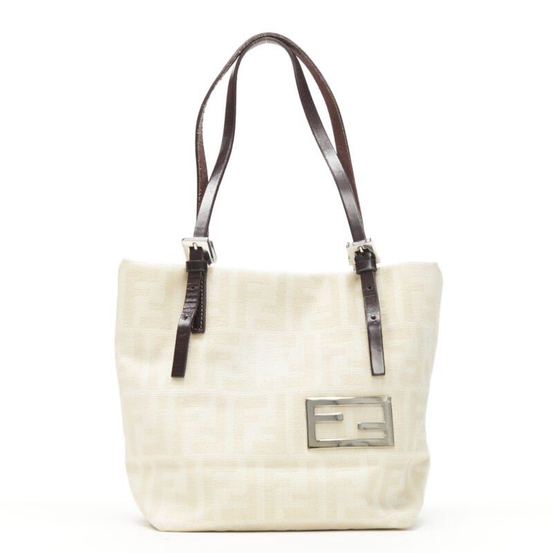 Fendi vintage FENDI Zucca FF Monogram beige canvas leather 90's top handle tote bag Size ONE SIZE - 1 Thumbnail