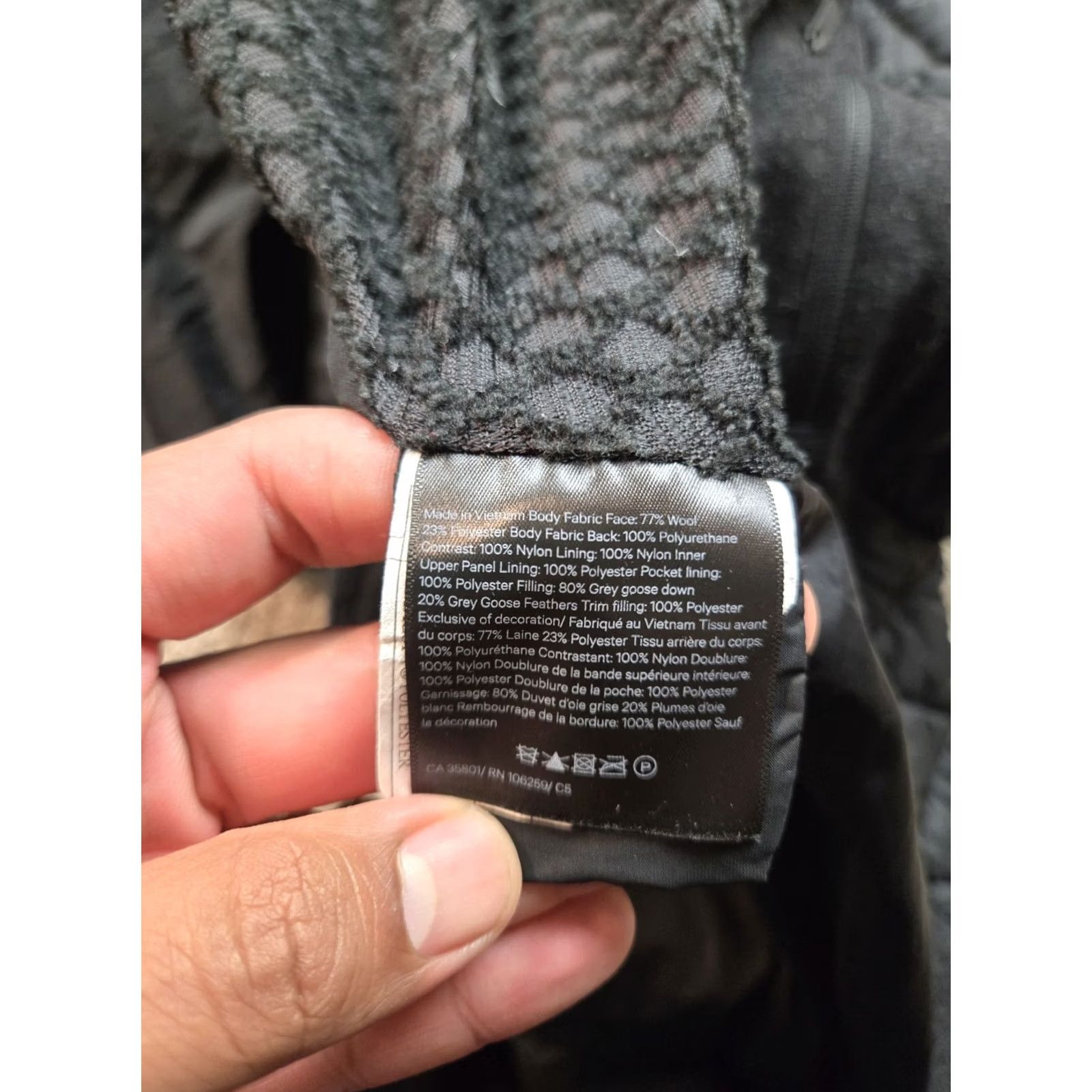 Lululemon VINTAGE? No — Lululemon Parka Womens 0 Black Down Hooded Snap Front Wool 600 Winter Coat Size XS / US 0-2 / IT 36-38 - 7 Thumbnail