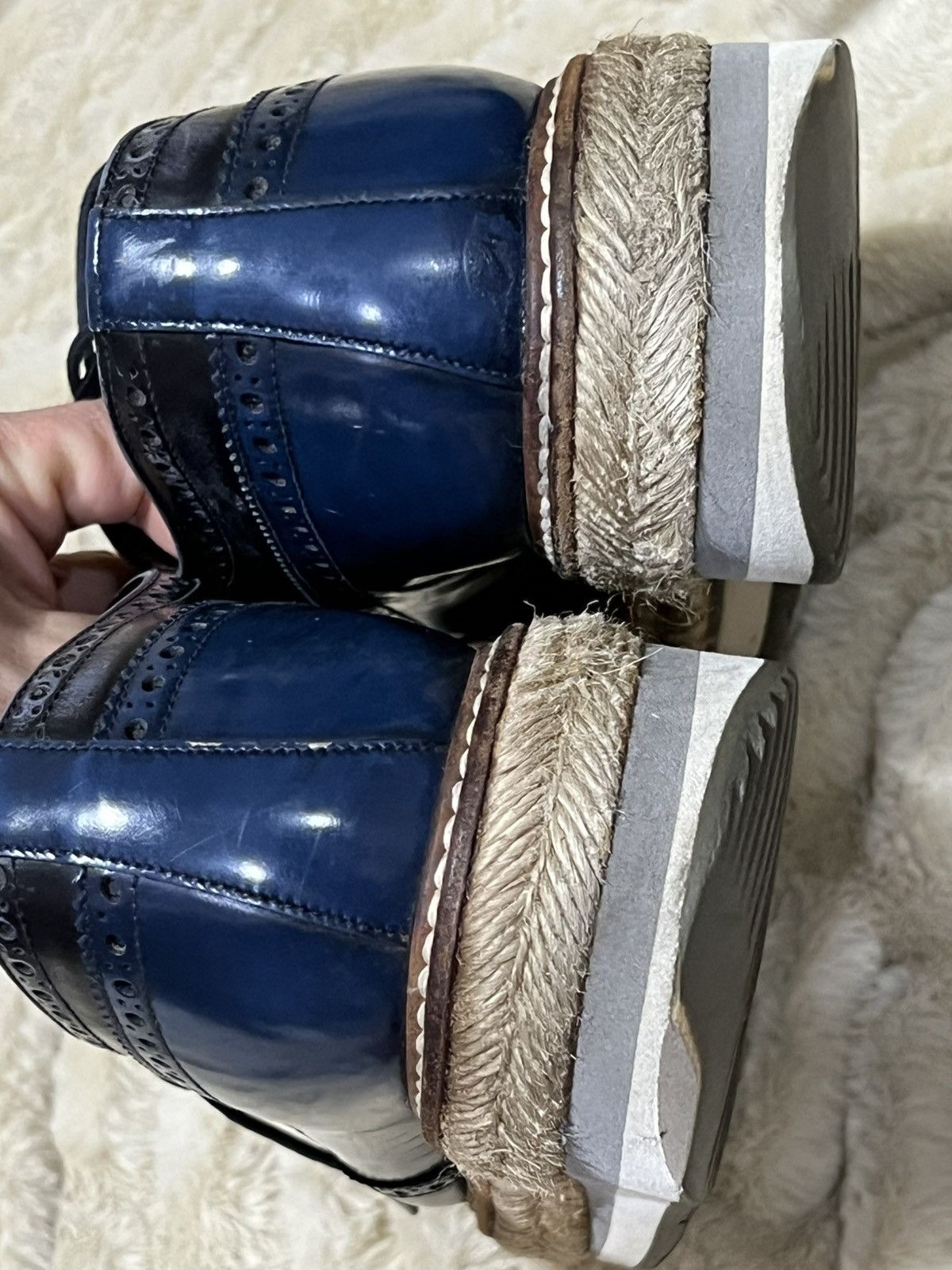 Prada Prada Men's Shoes Brogue Leather Navy Blue Wingtip Oxford Size US 6.5 / EU 39-40 - 11 Thumbnail