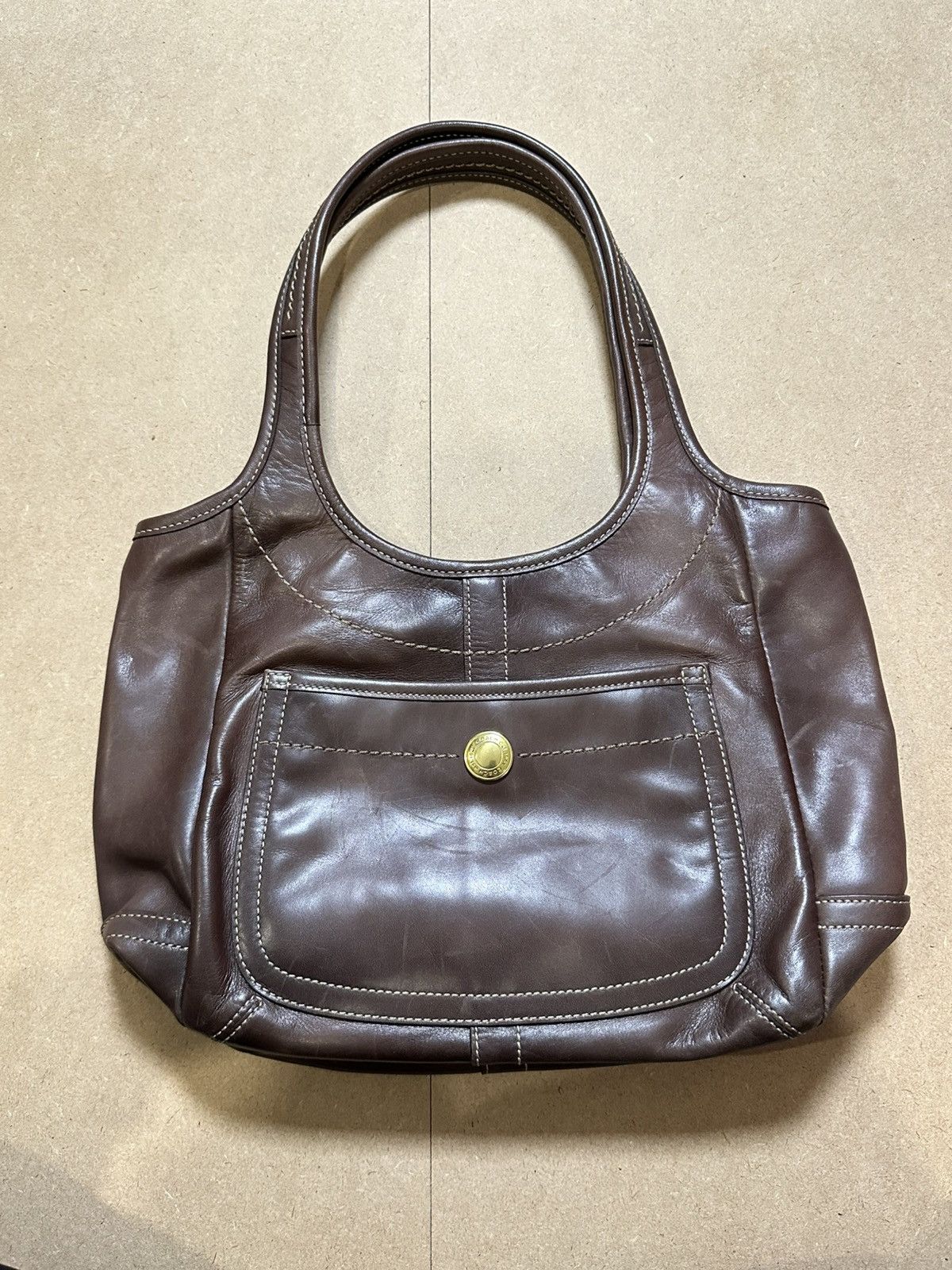 Coach × Vintage Coach Vintage Leather Tote Bag Dark Brown With Tag