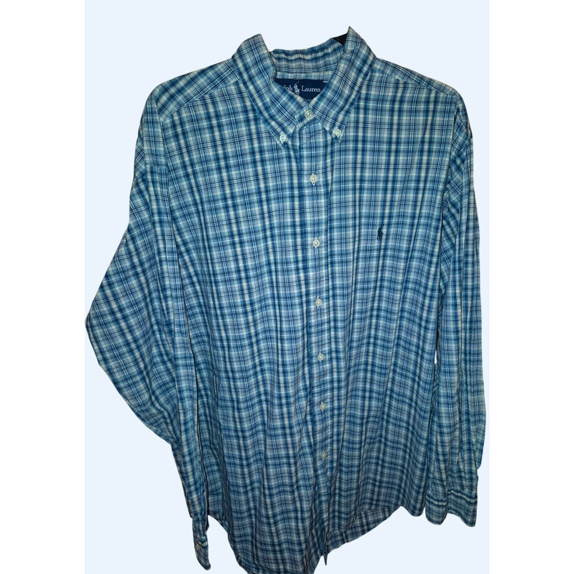 Polo Ralph Lauren Polo Ralph Lauren Blue Plaid Long Sleeve Button-Down Shirt B Size US L / EU 52-54 / 3 - 1 Thumbnail