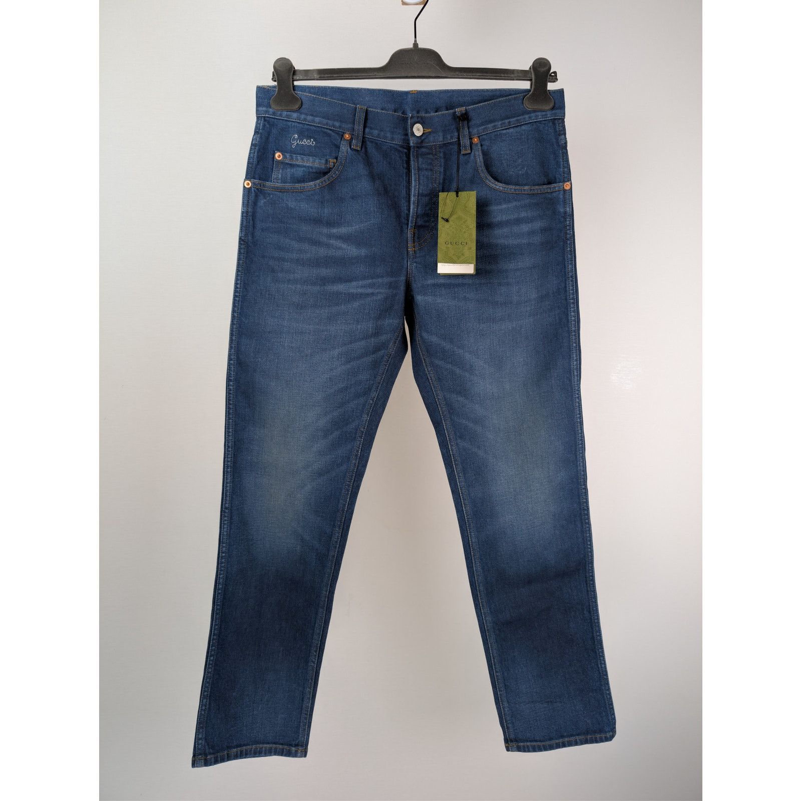 Gucci o1rshd1 Tapered Pant 5 Pocket Washed Stretch Denim Jean Size US 34 / EU 50 - 2 Thumbnail