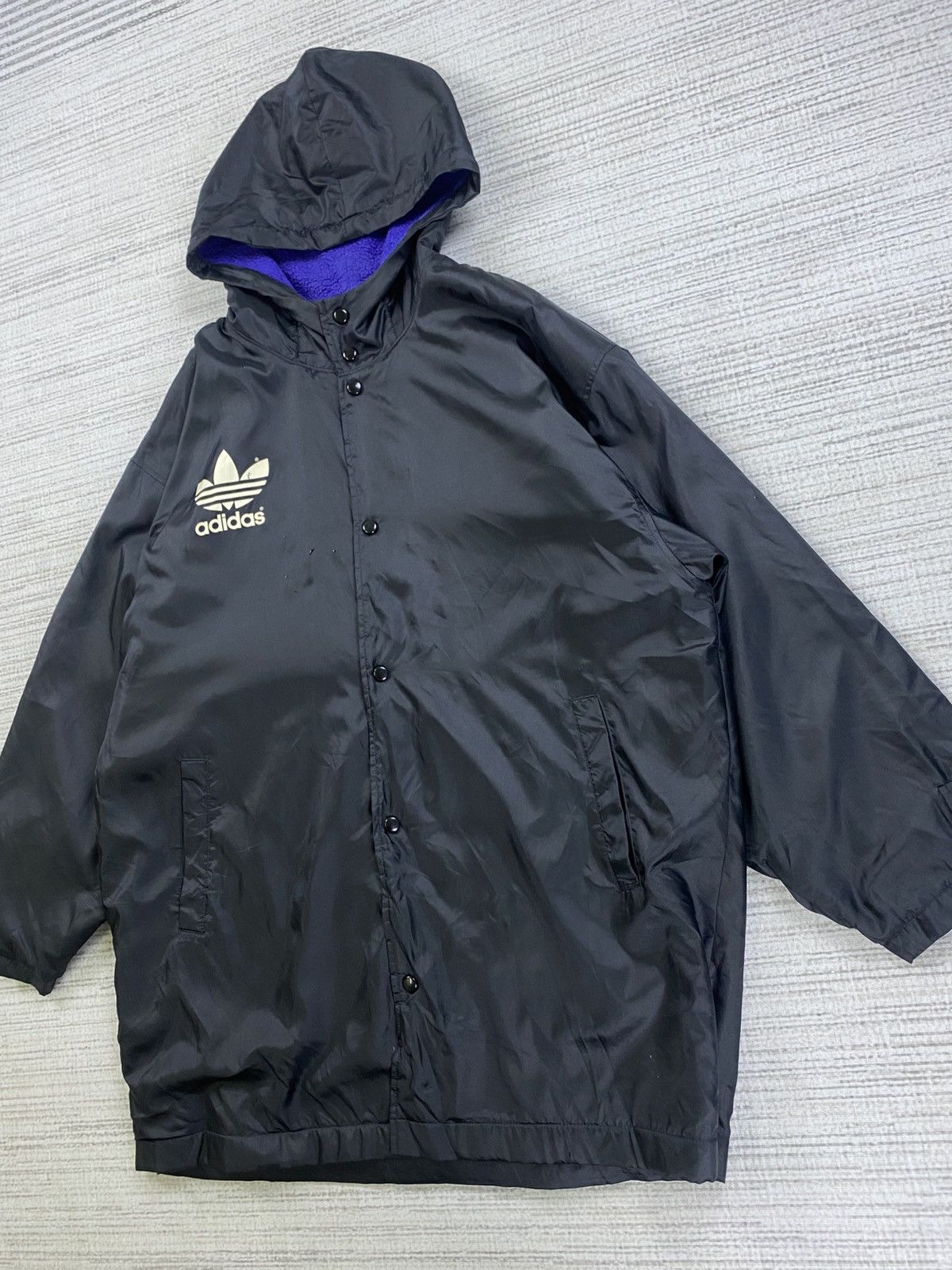 Adidas × Vintage Vintage 90s Adidas Big Logo Lined Sherpa Oversized Jacket Size US XL / EU 56 / 4 - 4 Thumbnail