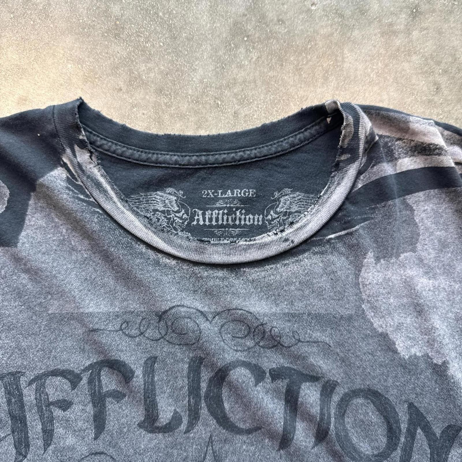 Affliction Affliction Acid Wash Black & Grey Distressed T-shirt Size US XXL / EU 58 / 5 - 4 Thumbnail