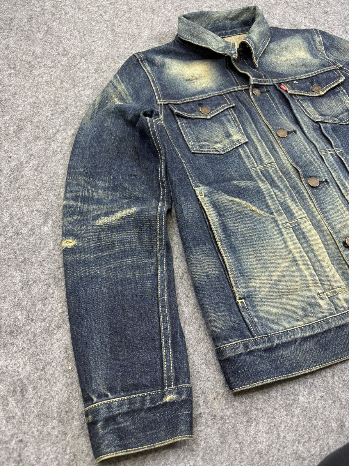 Japanese Brand 💥Selvedge Trucker💥glamb Sick Fades Distressed Trucker F818 Size US XS / EU 42 / 0 - 8 Thumbnail