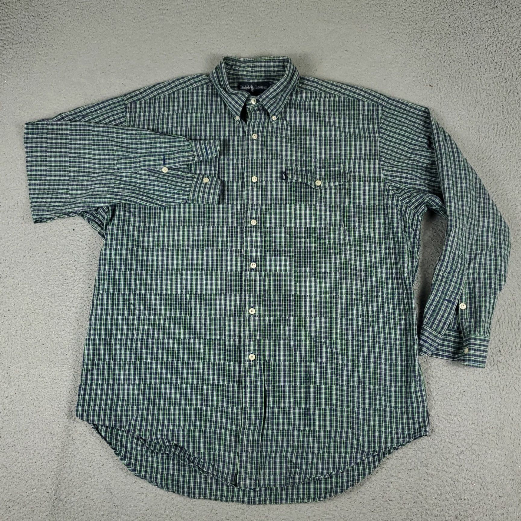 Ralph Lauren Ralph Lauren Plaid Button-Up Shirt Mens Large Green Long Sleeve Casual Size US L / EU 52-54 / 3 - 2 Thumbnail