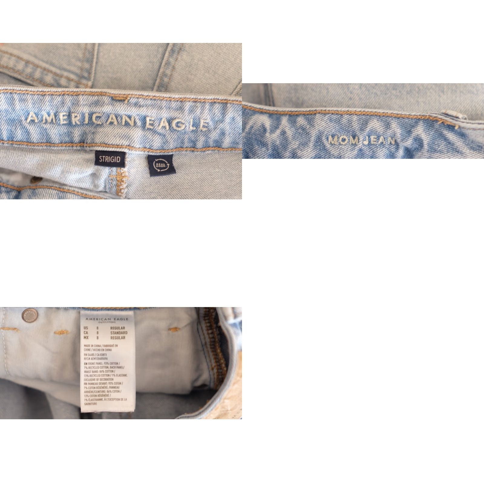 American Eagle Outfitters American Eagle Outfitters Strigid Mom Jeans Light Wash High-Rise Women’s 8 Blue Denim 5-Pocket Distressed Stretch Regular Inseam 27-1/2 in Womens Size 30" / US 8 / IT 44 - 8 Thumbnail
