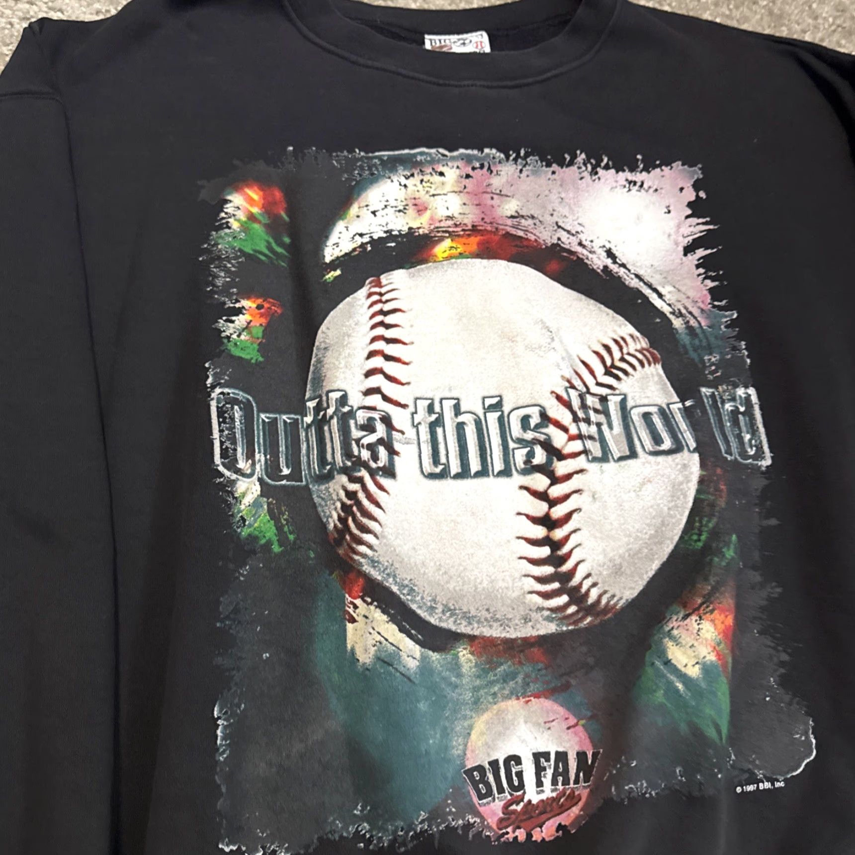 Vintage VINTAGE 1997 Baseball Outta This World Big Fan Sports Black Crewneck Sweatshirt XL Mens Pullover Sweatshirt Size US XL / EU 56 / 4 - 2 Thumbnail