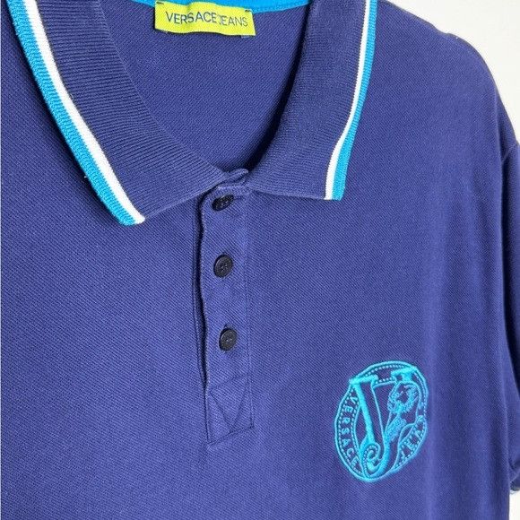Versace Versace Jeans Embroidered Logo Polo Shirt Blue Men’s Large Size US L / EU 52-54 / 3 - 2 Thumbnail