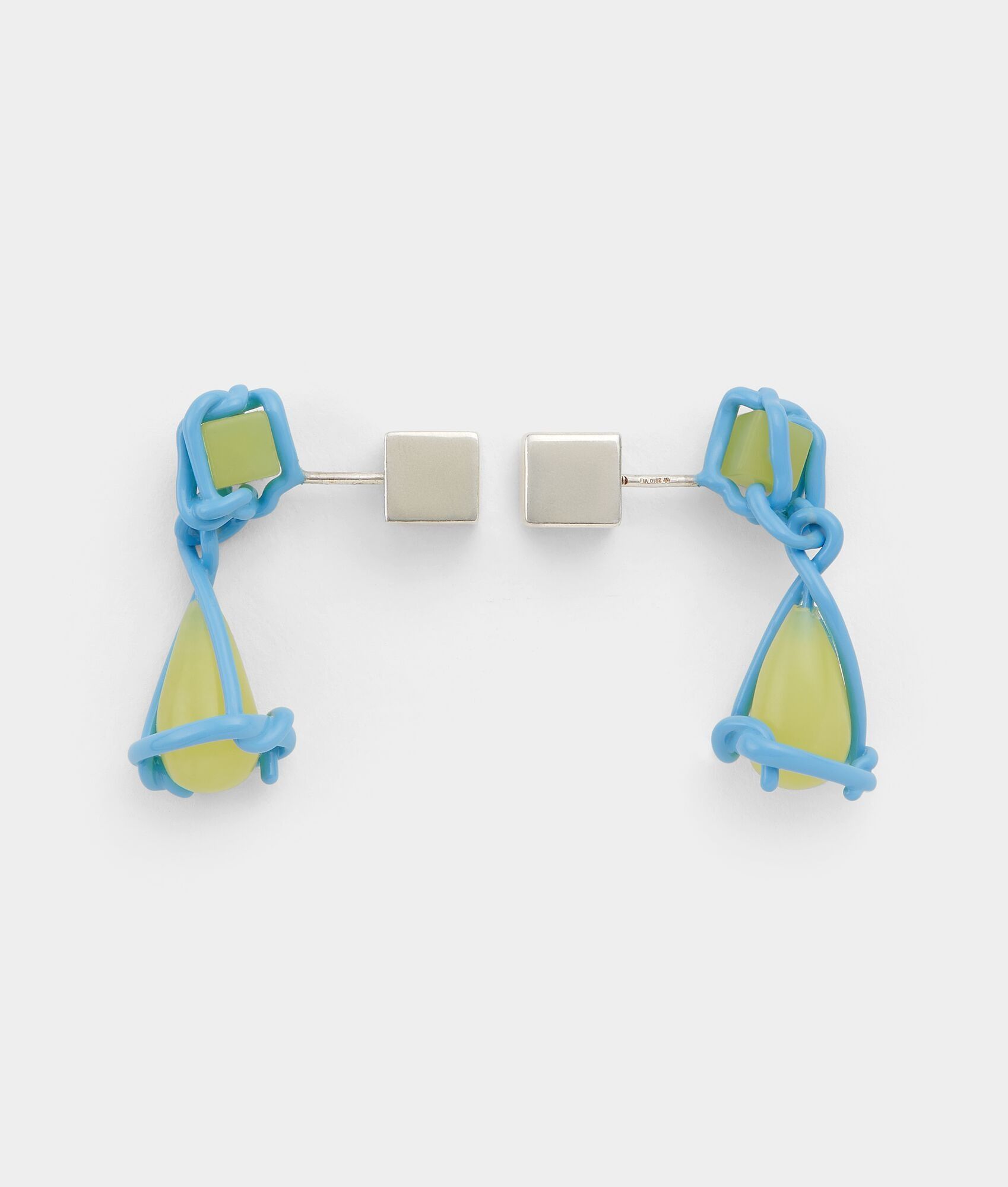 Bottega Veneta o1n1vont0425 Size: OS / Block Earring Green Jade/ Pale Blue Size ONE SIZE - 1 Thumbnail