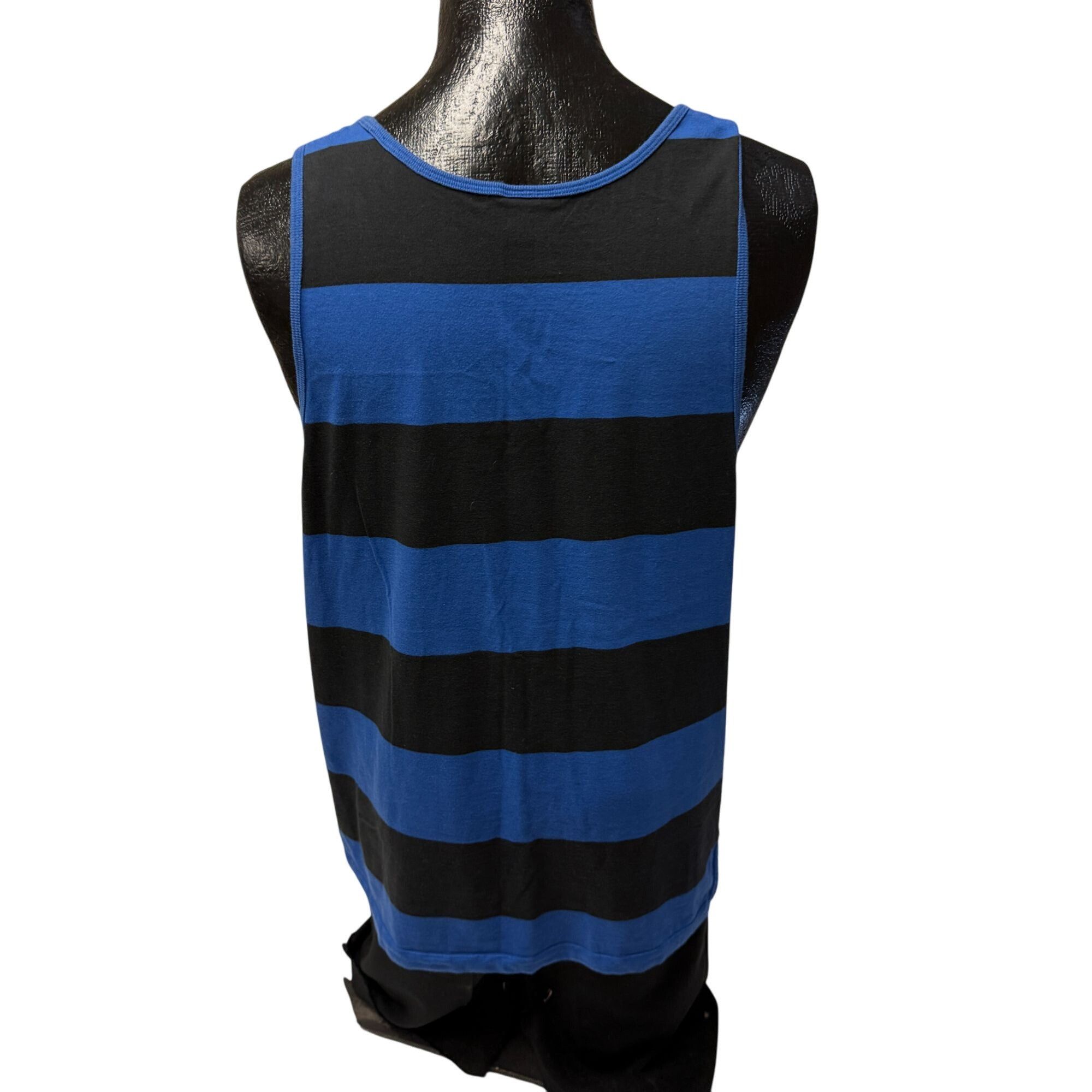 Nike 90's Nike Blue Stripe Tank Top Yellow Spell Out Muscle Shirt Size US XL / EU 56 / 4 - 2 Thumbnail