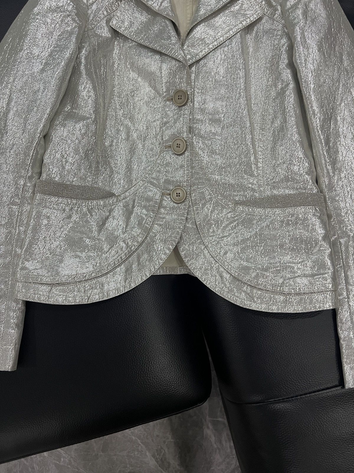 Dries Van Noten Dries Van Noten Liquid Silver Cropped Double-Layer Jacket Size XS / US 0-2 / IT 36-38 - 5 Thumbnail
