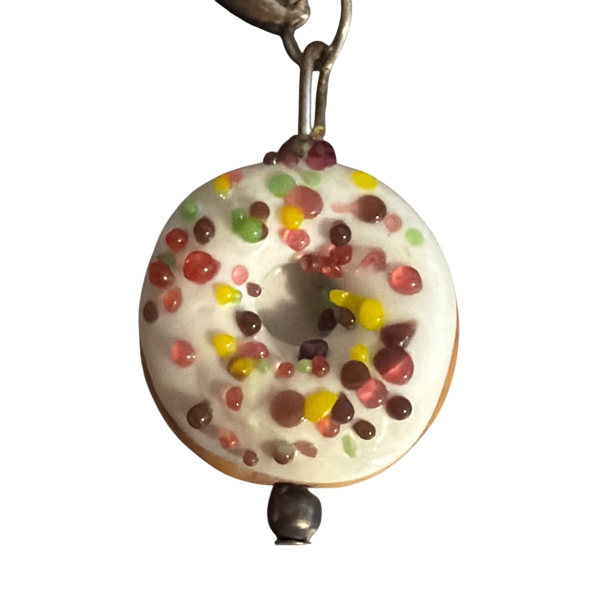 Other Handcrafted Donut Glass Dangle Earrings Multicolor Sprinkle Size ONE SIZE - 2 Thumbnail