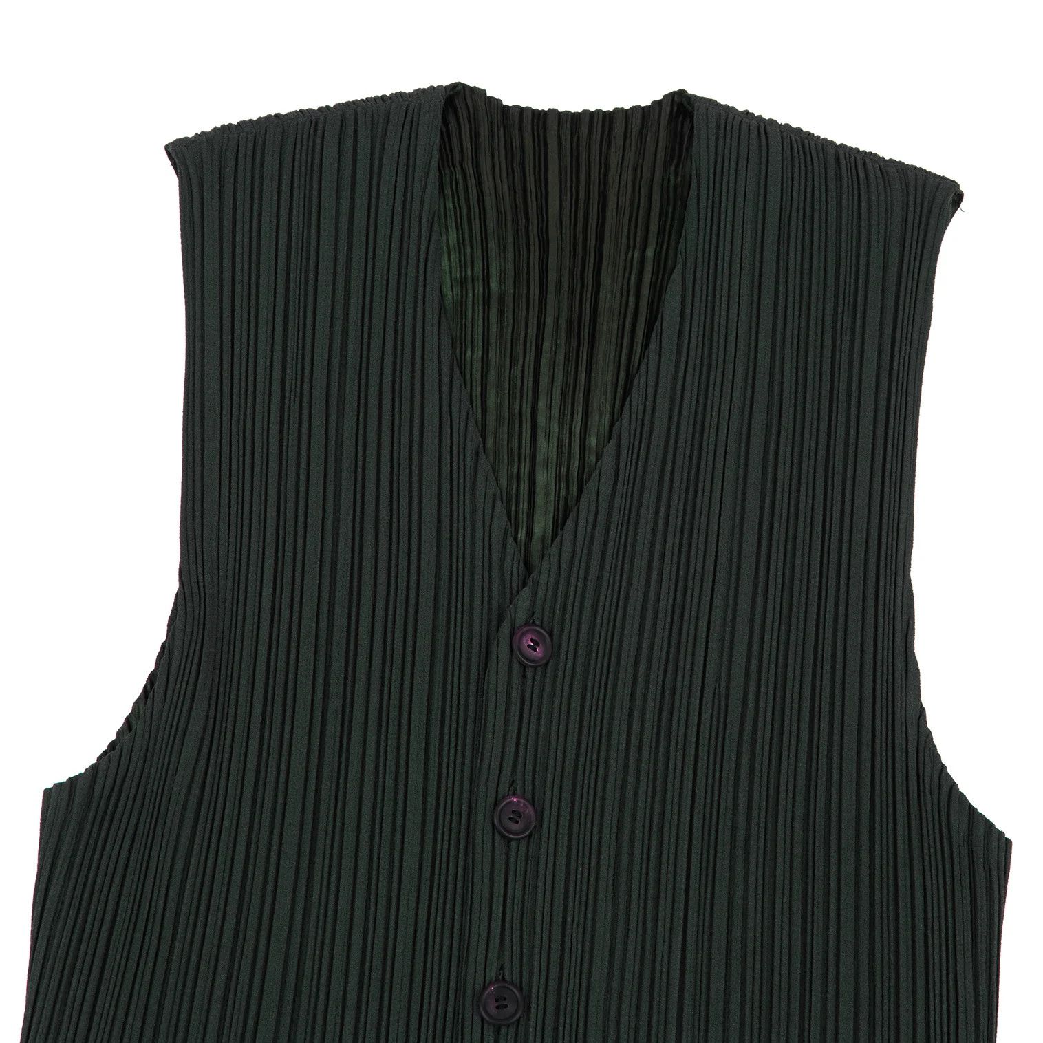 Issey Miyake Double Face Pleats Vest in Dark Green XL Size US XL / EU 56 / 4 - 2 Thumbnail