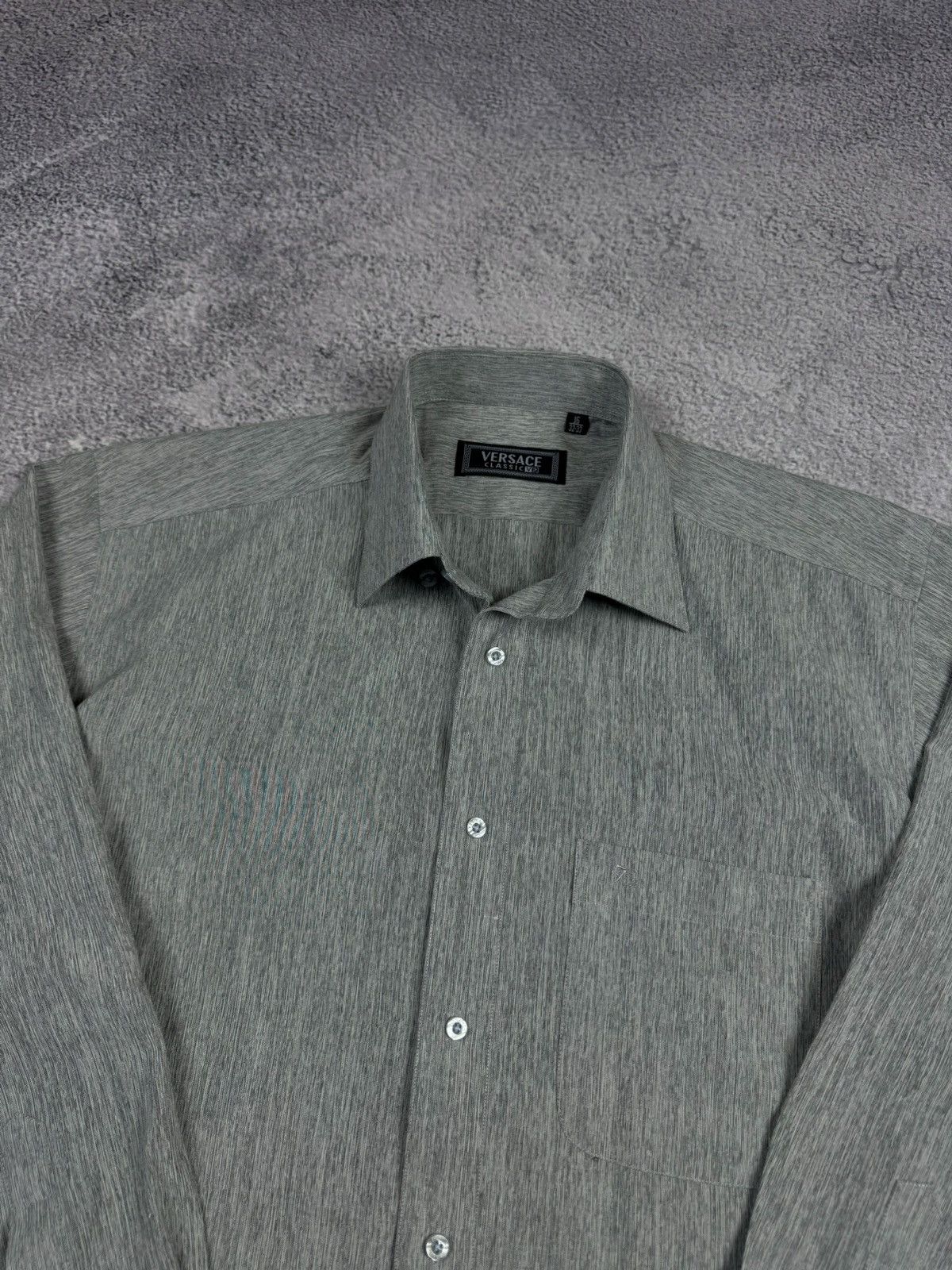 Designer × Versace × Vintage Vintage Versace Classic V2 Gray Melange Long Sleeve Shirt Size US M / EU 48-50 / 2 - 4 Thumbnail