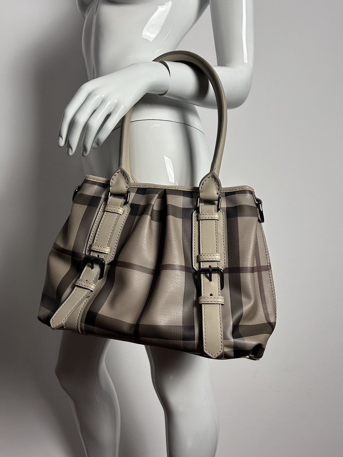 Burberry Burberry beige smoke check leather handbag Size ONE SIZE - 3 Thumbnail