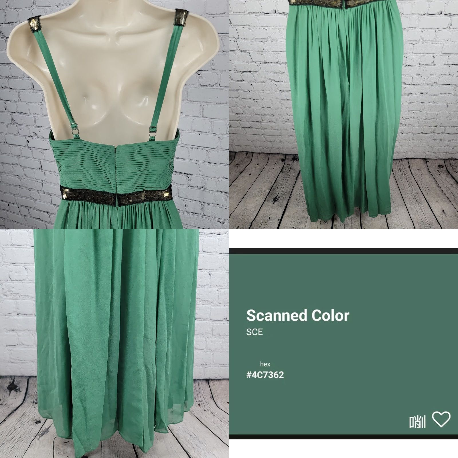 BCBG MAXAZRIA Green 100% Silk Chiffon Sleevelese Pleated Long Gown Dress 2