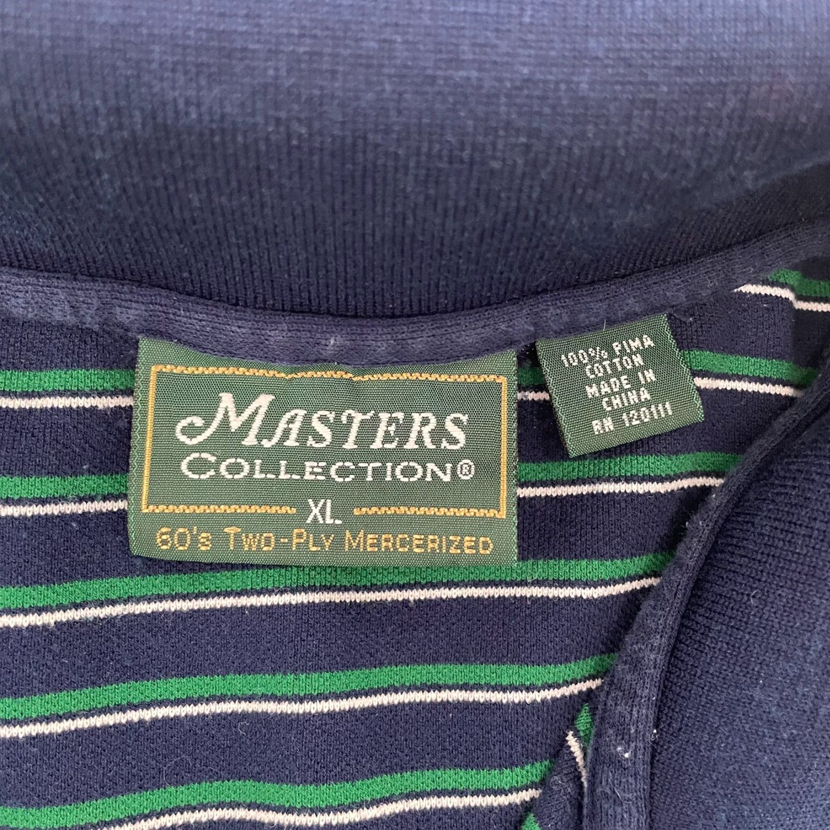 Vintage VINTAGE Masters Golf Polo Shirt Adult XL Green Blue Striped Short Sleeve Mens Size US XL / EU 56 / 4 - 6 Thumbnail