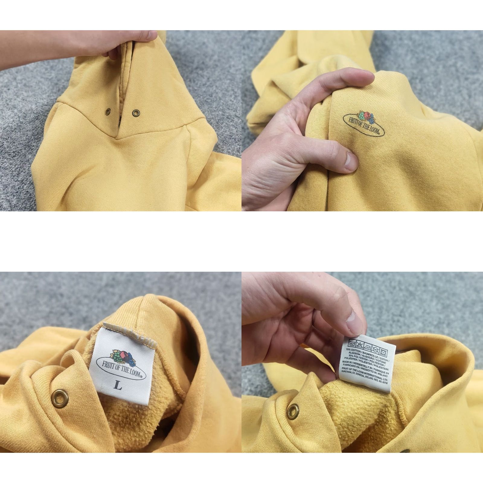 Fruit Of The Loom Vintage Fruit of the Loom USA Mini Logo Yellow Cotton Hoodie Size US L / EU 52-54 / 3 - 9 Thumbnail