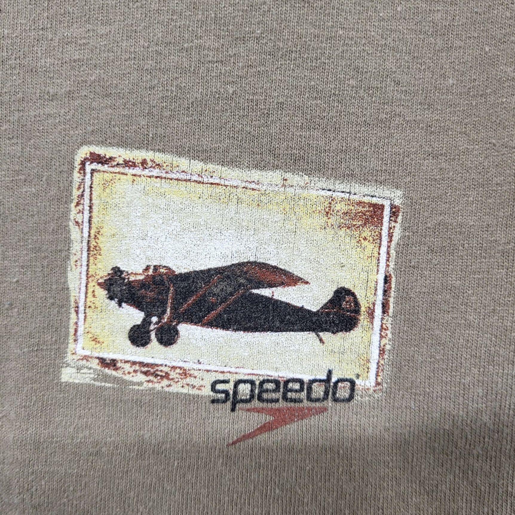 Speedo VINTAGE Speedo T-Shirt XL Mens Brown Airplane Beach Swimming Y2K Surf 2004 90s Graphic Print Short Sleeve Crew Neck Size US XL / EU 56 / 4 - 7 Thumbnail