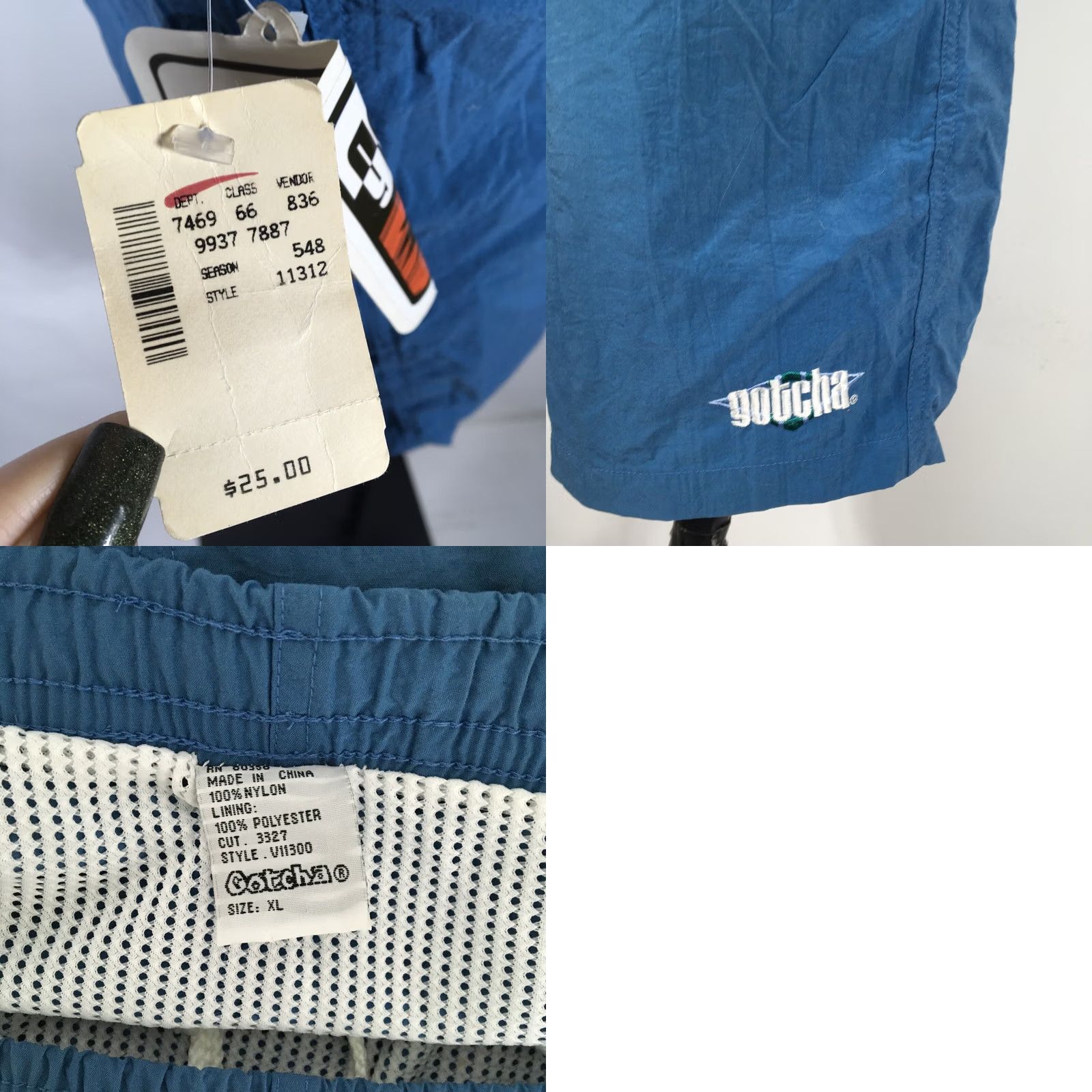 Gotcha NWT Vintage Gotcha 80s Swim Trunks - XL Mens Surf Skateboard Style Blue Lined Bottom Size US 36 / EU 52 - 8 Thumbnail