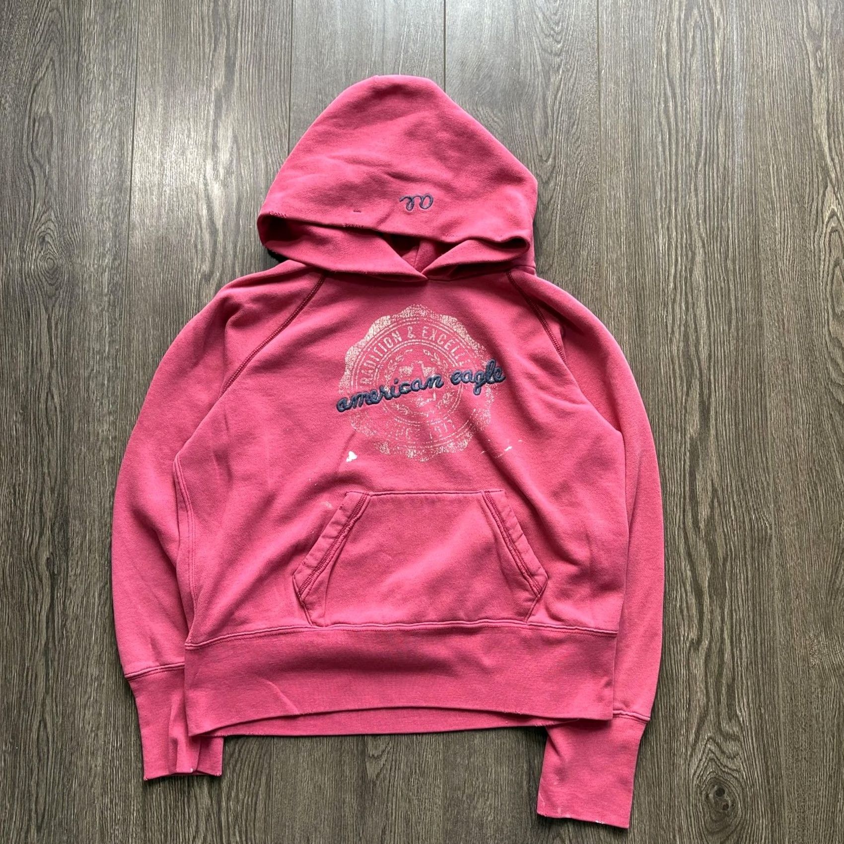 American Eagle Outfitters American Eagle Hoodie Womens XL Pink Y2K Pullover Graphic Fleece Size XL / US 12-14 / IT 48-50 - 3 Thumbnail