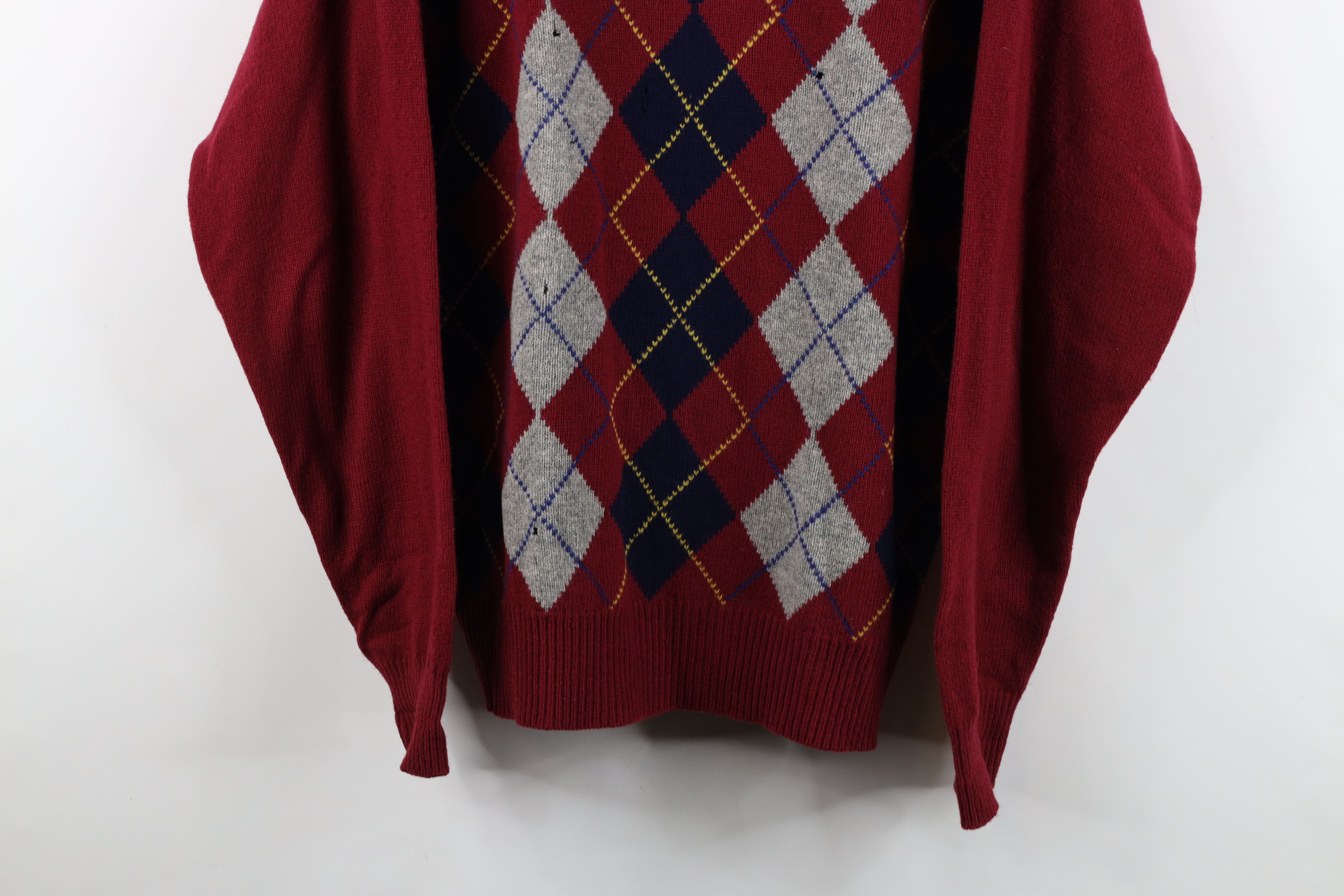 Vintage Vintage 90s Streetwear Lambswool Diamond Argyle Knit Sweater Size US XL / EU 56 / 4 - 3 Thumbnail