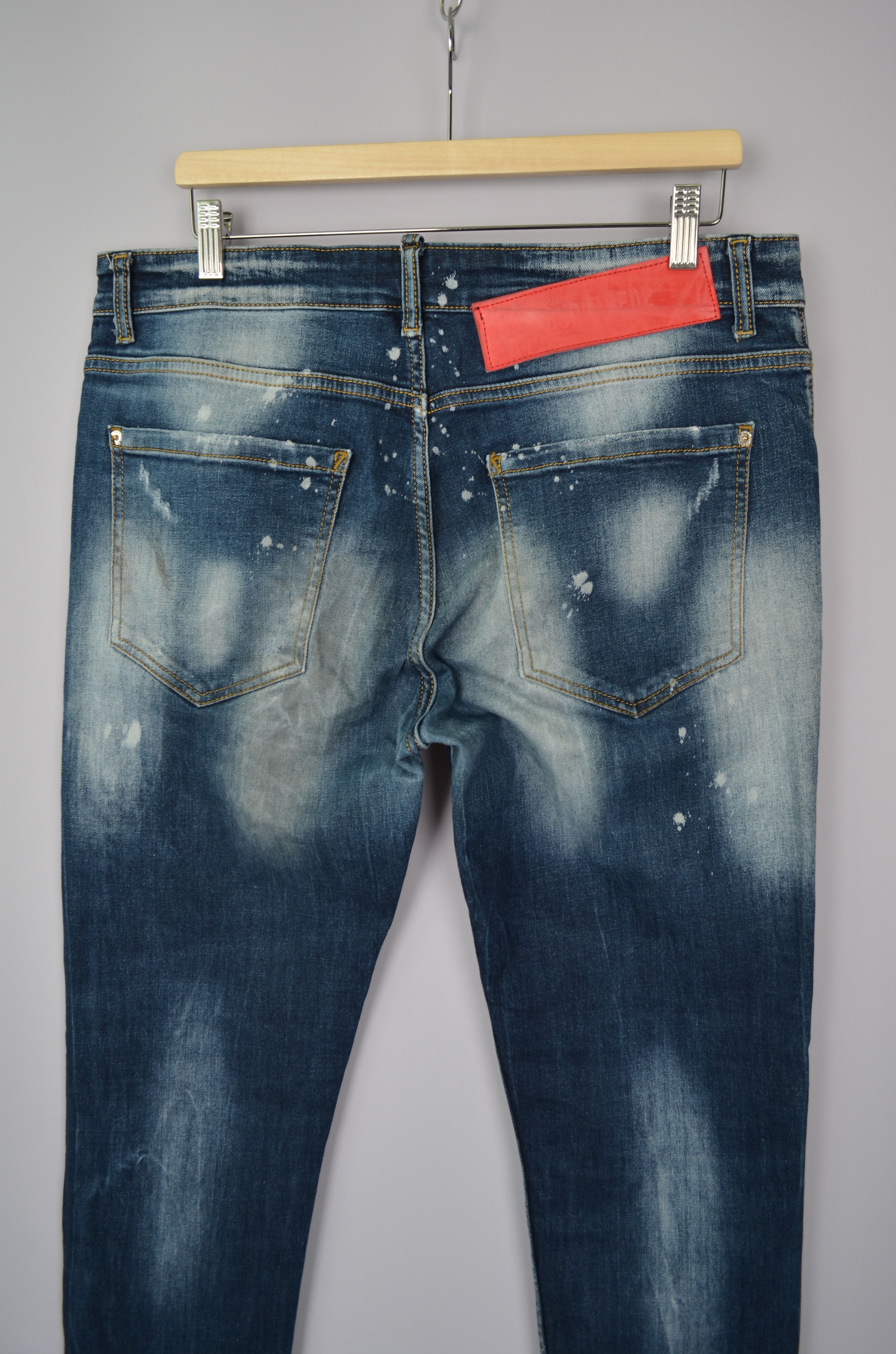 Designer × Dsquared2 Dsquared2 Cool Guy Blue Painted Distressed Slim Jeans Sz W34 Size US 34 / EU 50 - 11 Thumbnail