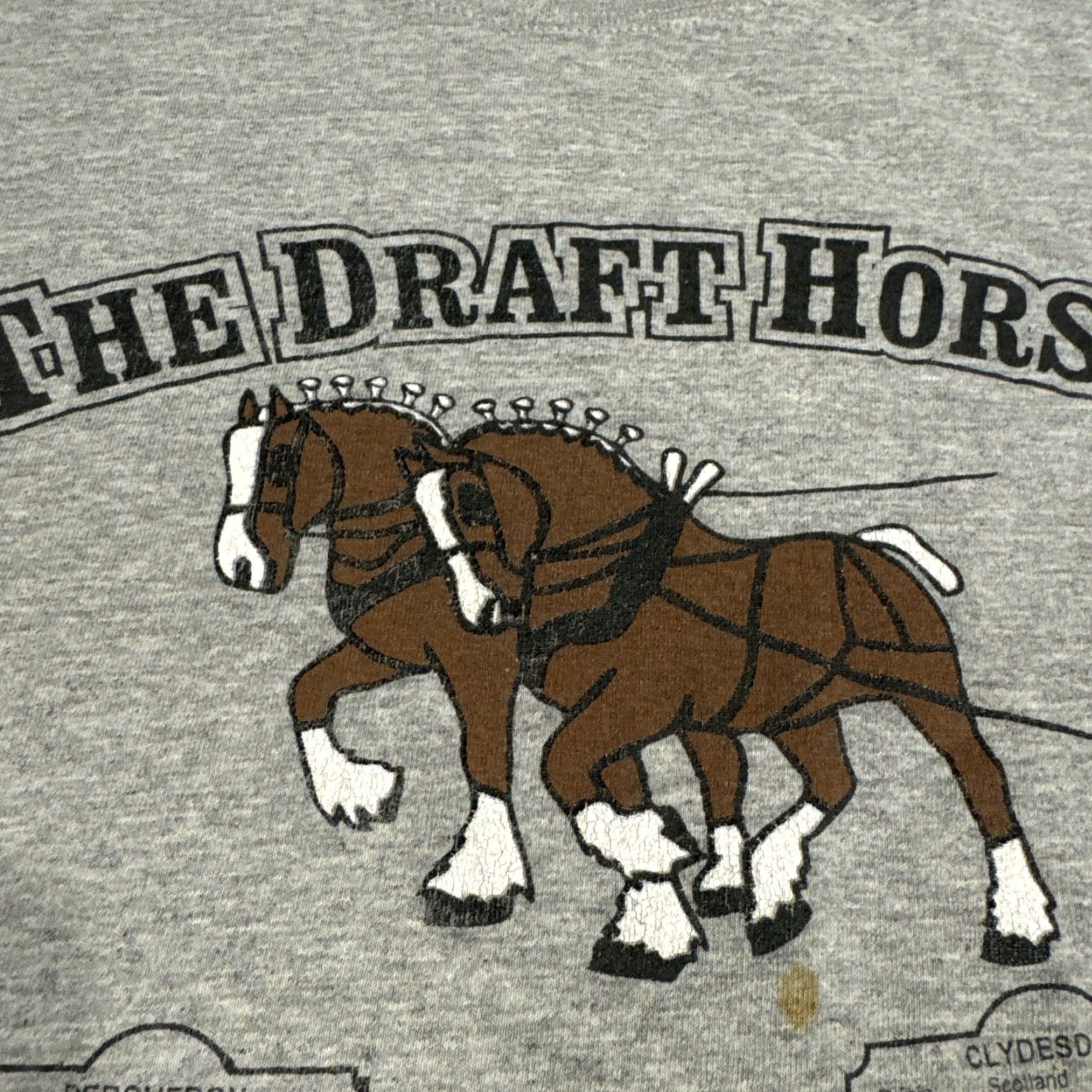Gildan VINTAGE The Draft Horse Racing Cartoon Art Animal Gray T-Shirt L Unisex Adults Large Shirts Mens Womens Size US L / EU 52-54 / 3 - 4 Thumbnail