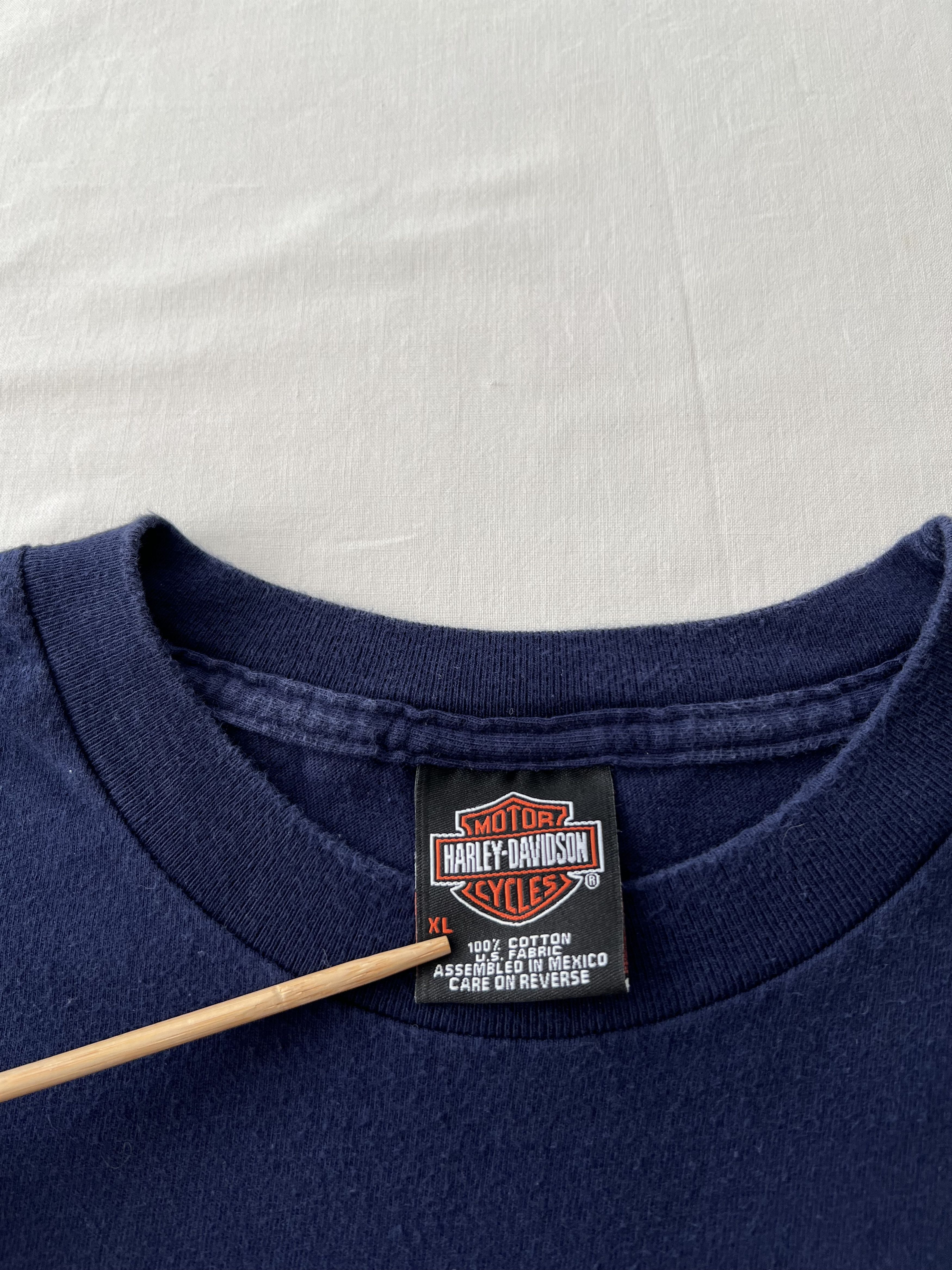 Harley Davidson Vintage 2000s Harley Davidson Eagle Motorcycle Navy T-shirt Size US XL / EU 56 / 4 - 10 Thumbnail