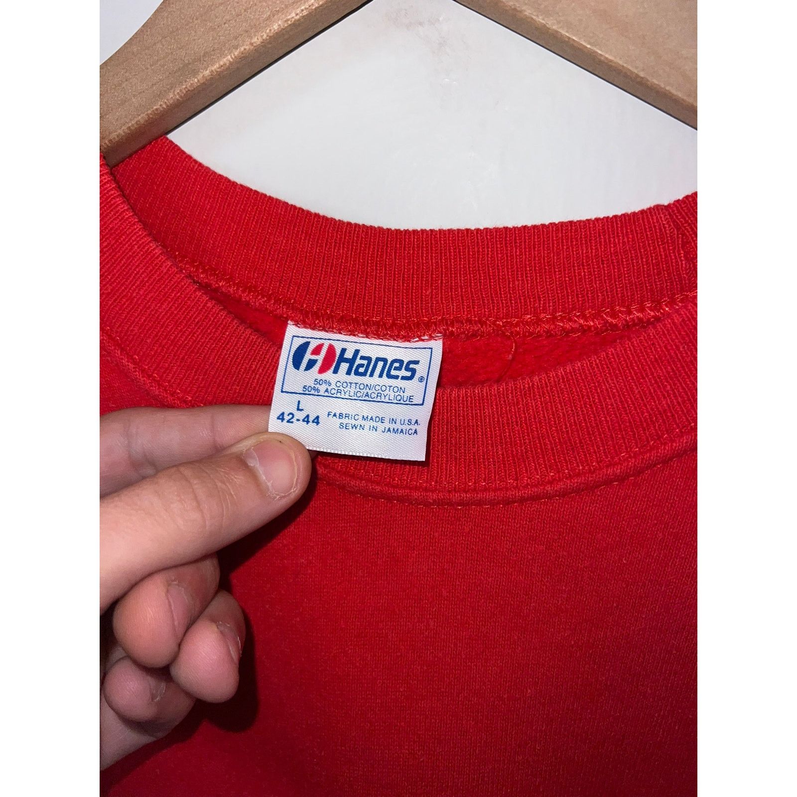 Hanes Vintage Bara Sweatshirt Red Graphic Crewneck 80s VTG Large Size US L / EU 52-54 / 3 - 6 Thumbnail