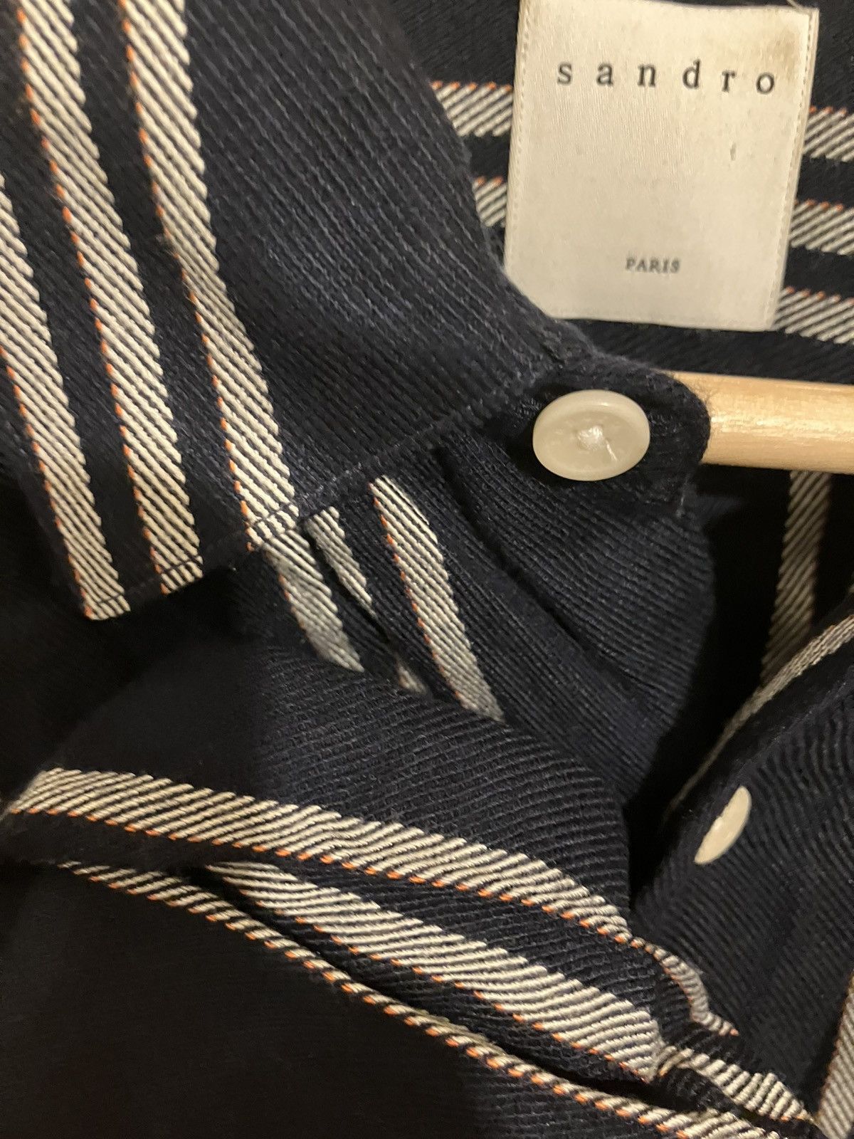 Sandro Viscose striped navy shirt Size US L / EU 52-54 / 3 - 3 Thumbnail