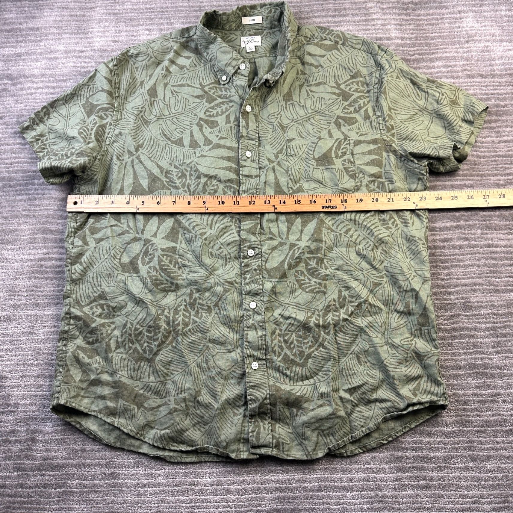 J.Crew J Crew Shirt Mens Extra Large Green Camp Linen Floral Hawaiian Slim Size US XL / EU 56 / 4 - 7 Thumbnail