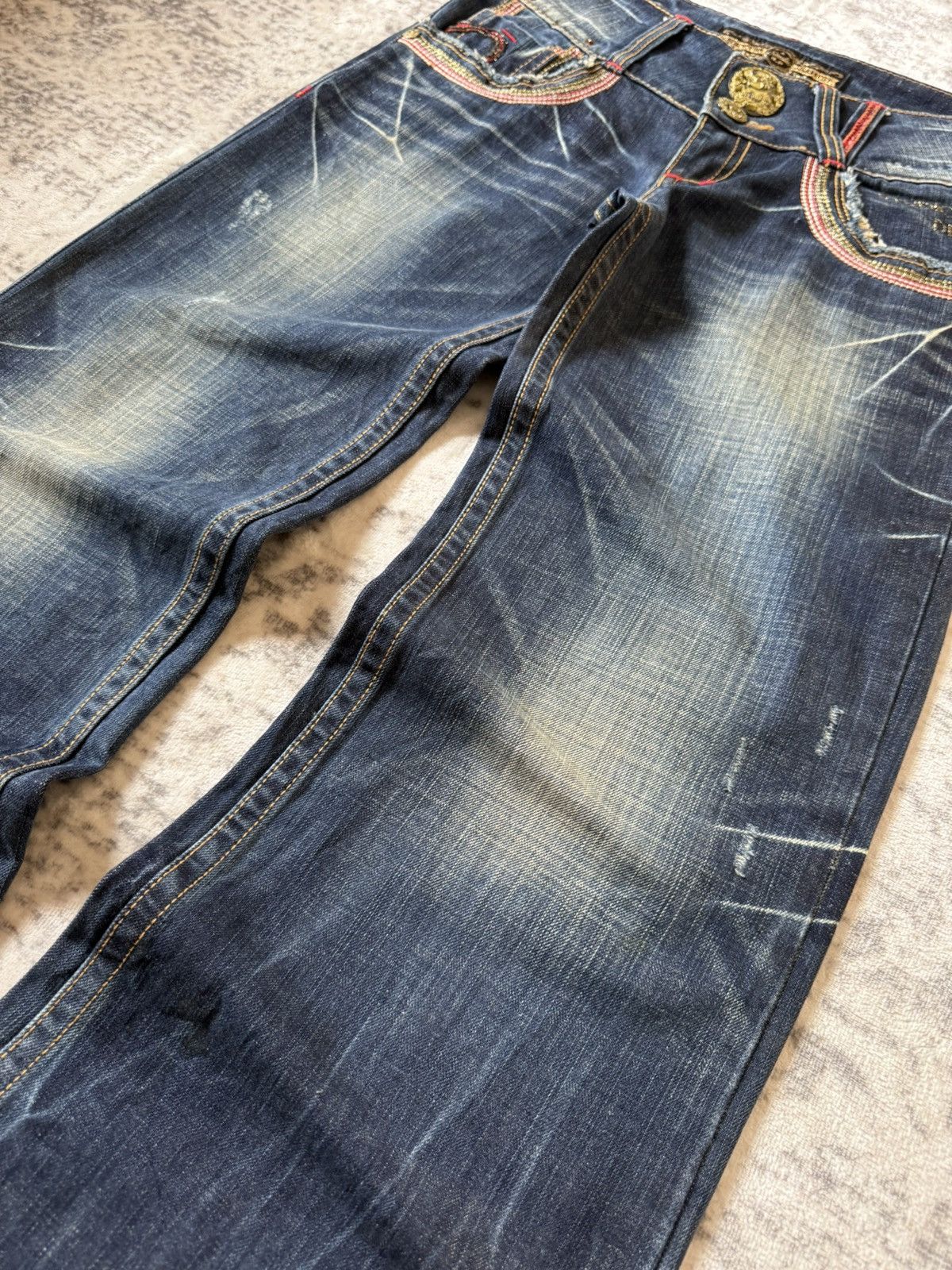 Le Grande Bleu (L.G.B.) Studio R.P Muddy Wash Wide Leg Flared Jeans Size US 28 / EU 44 - 5 Thumbnail
