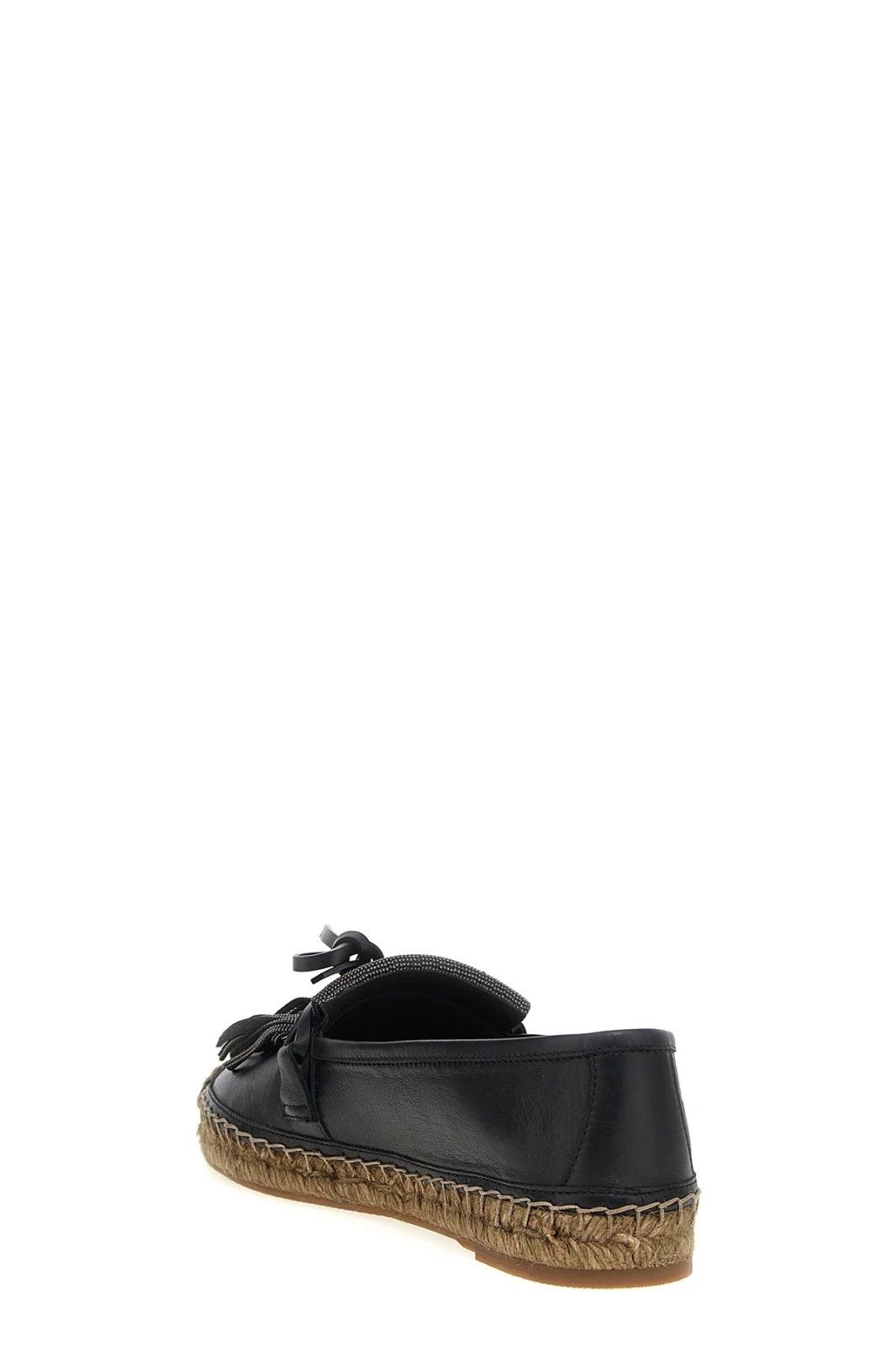 Brunello Cucinelli B. CUCINELLI Fringed Blk Lthr Espadrilles New Auth. Size US 11 / IT 41 - 3 Thumbnail
