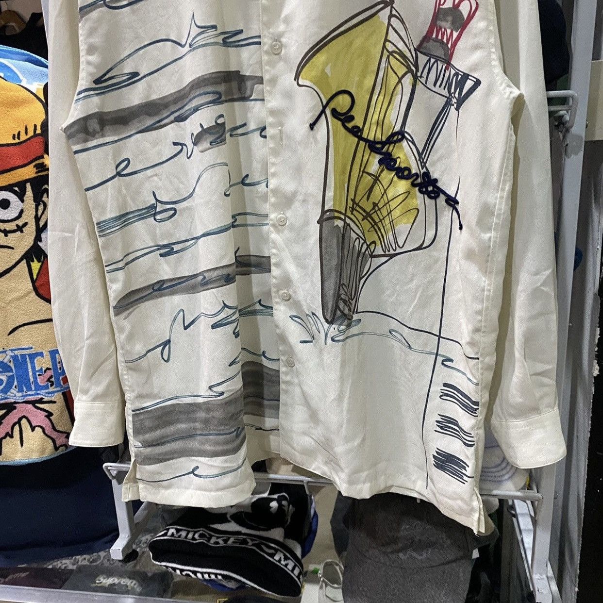Japanese Brand Vintage Pia Sports "Art Sketch" Graphic Button-Up Shirt Size US L / EU 52-54 / 3 - 4 Thumbnail