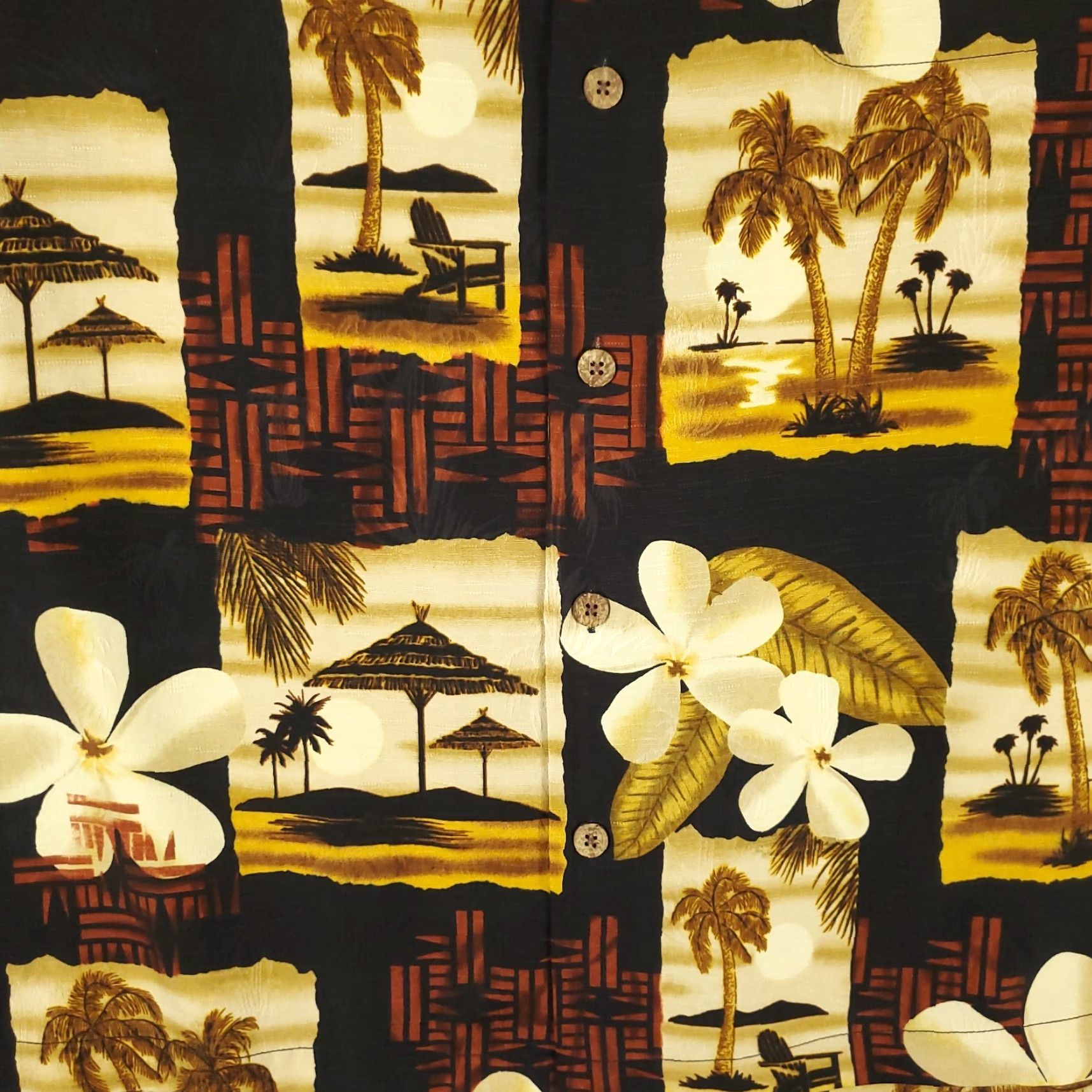 Tommy Bahama Tommy Bahama Shirt Mens Large Black Yellow Floral Hawaiian Button-Up Shirt Size US L / EU 52-54 / 3 - 3 Thumbnail