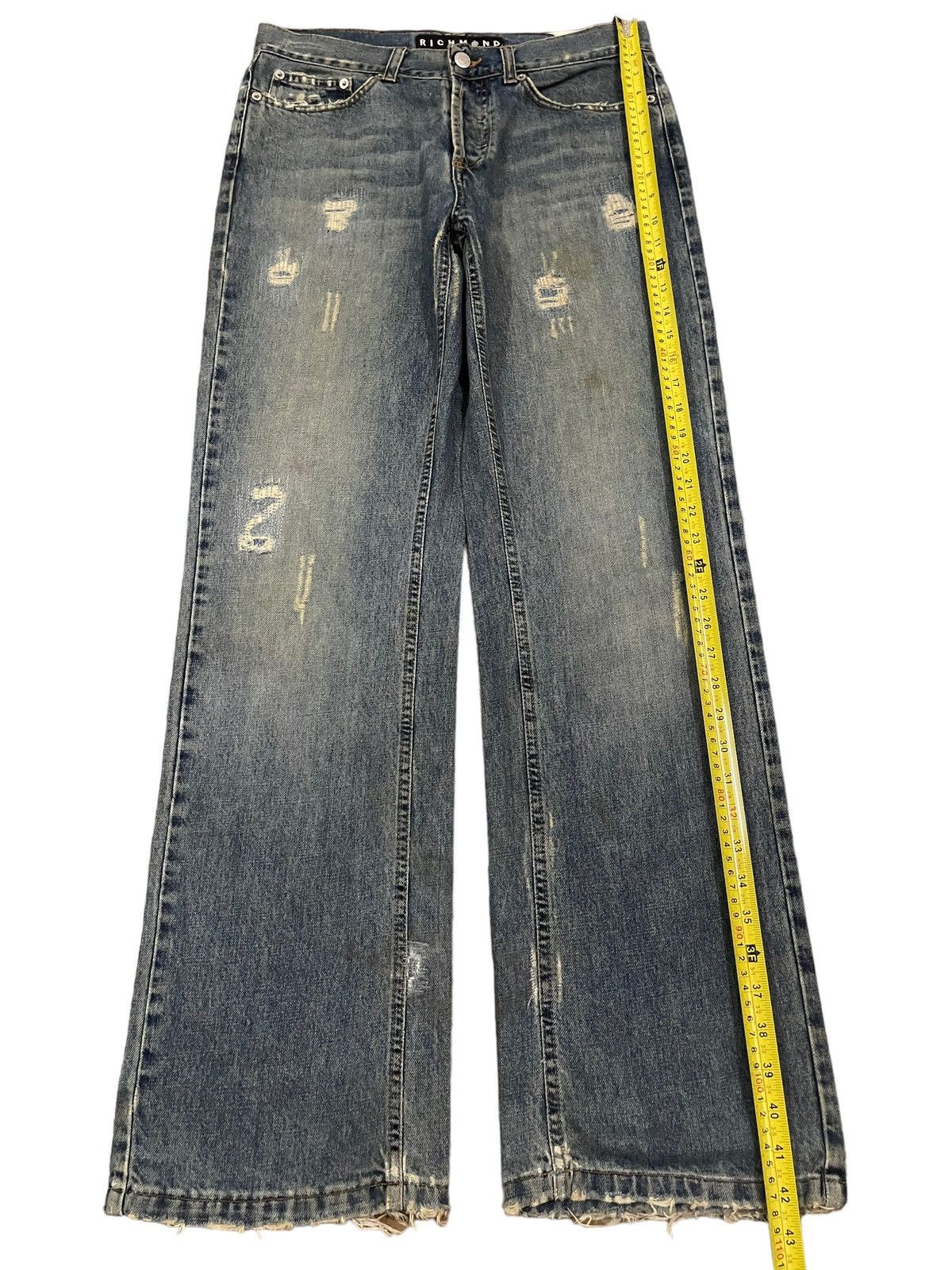 Richmond Denim Vintage Richmond Denim Blue Wash Distress Baggy Jeans Size US 31 - 13 Thumbnail