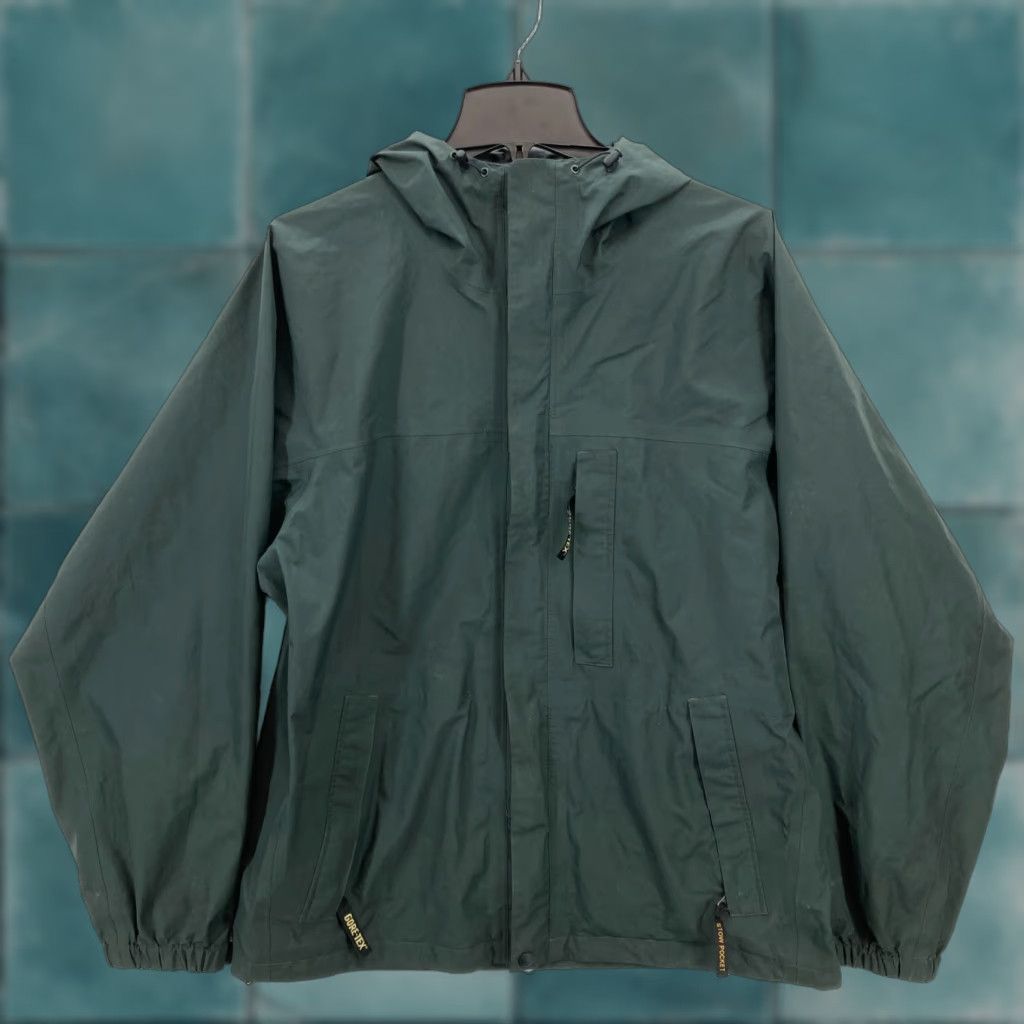 Bass Pro Shops VINTAGE Bass Pro Shops Gore Tex Jacket Mens Medium Green Water Resistant Full Zip Hooded Jacket Size US M / EU 48-50 / 2 - 1 Thumbnail