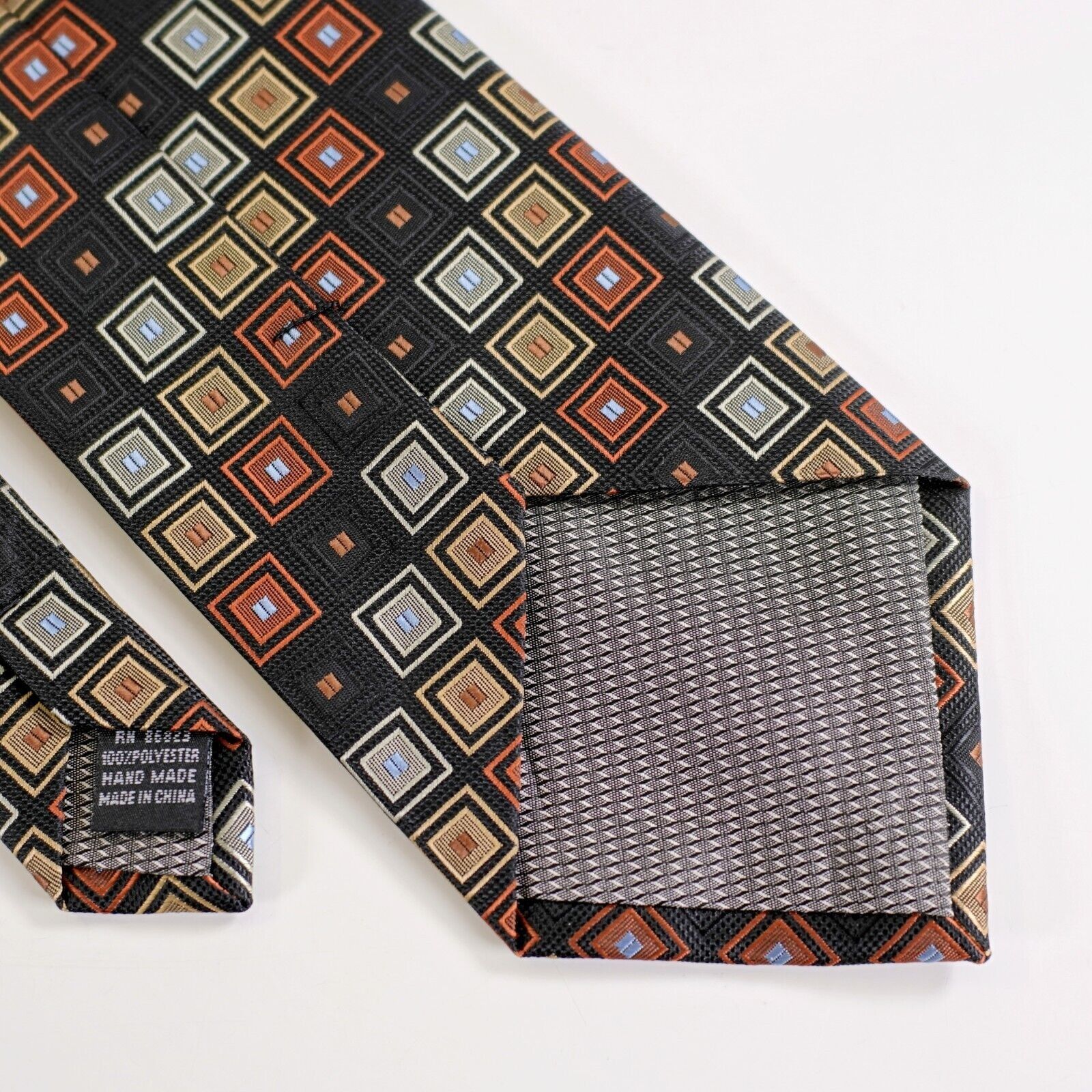 Vintage Chereskin Black Tan Brown Geometric Polyester Short Tie Size ONE SIZE - 5 Thumbnail